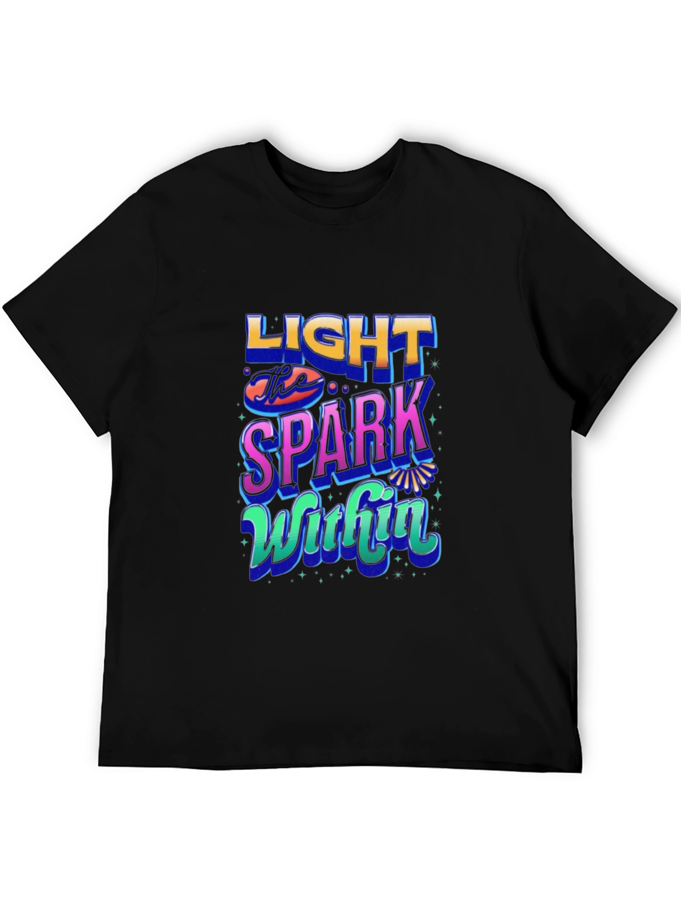 Black Light the Spark Within Graphic Tee - Black view 5