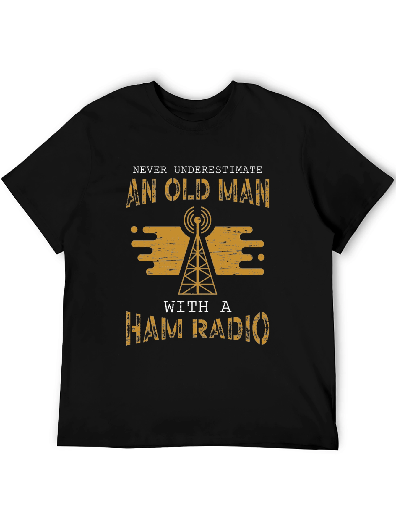 Black Old Man Ham Radio T-Shirt view 5
