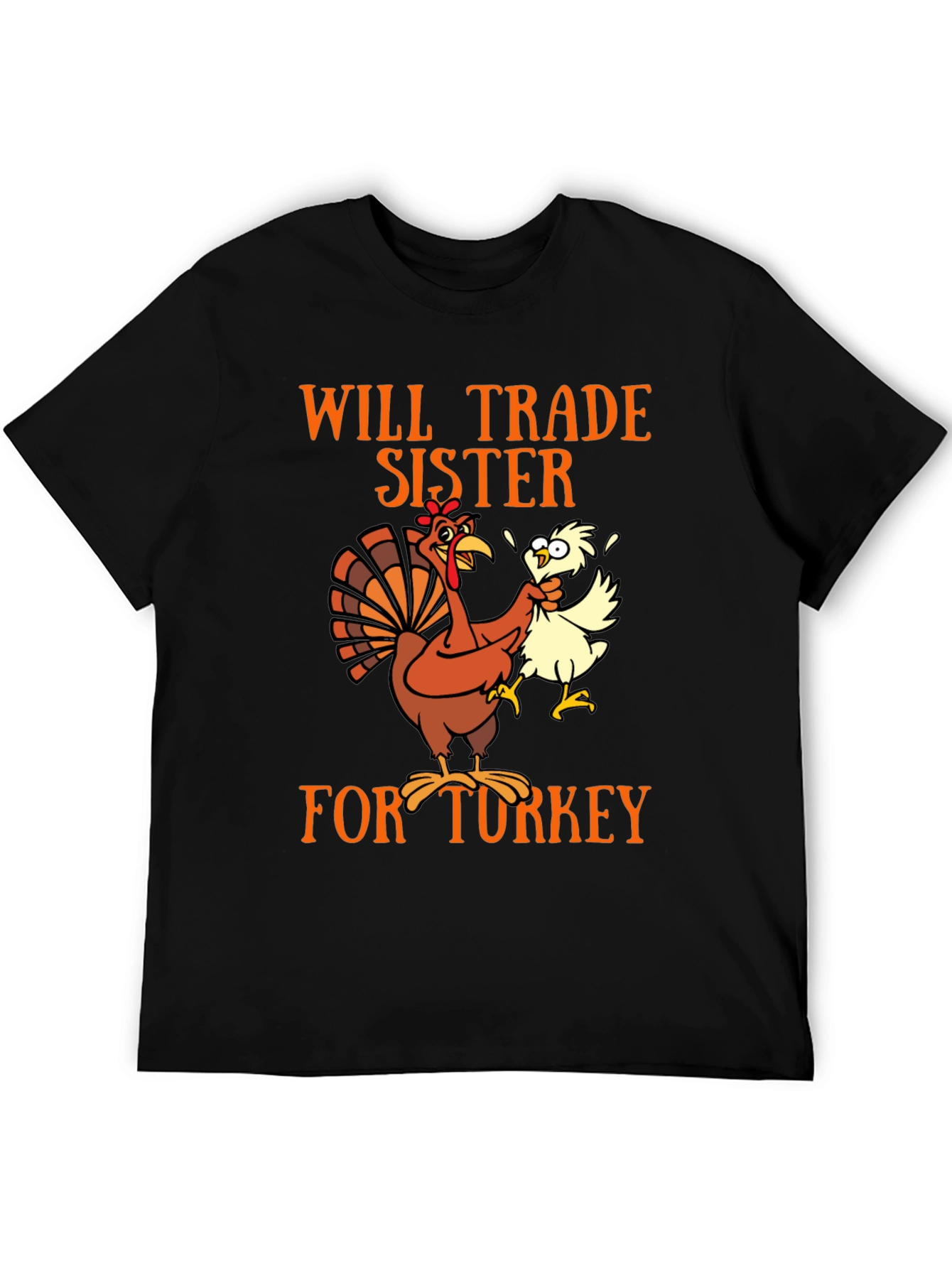 Black Funny Turkey Trade Thanksgiving T-Shirt view 5