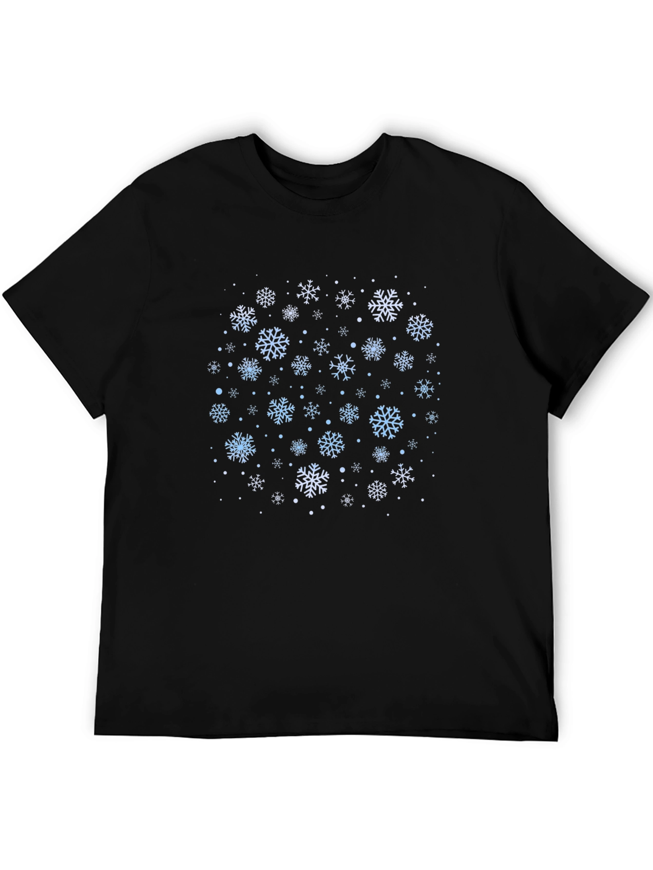 Black Snowflake Pattern Black T-Shirt view 5