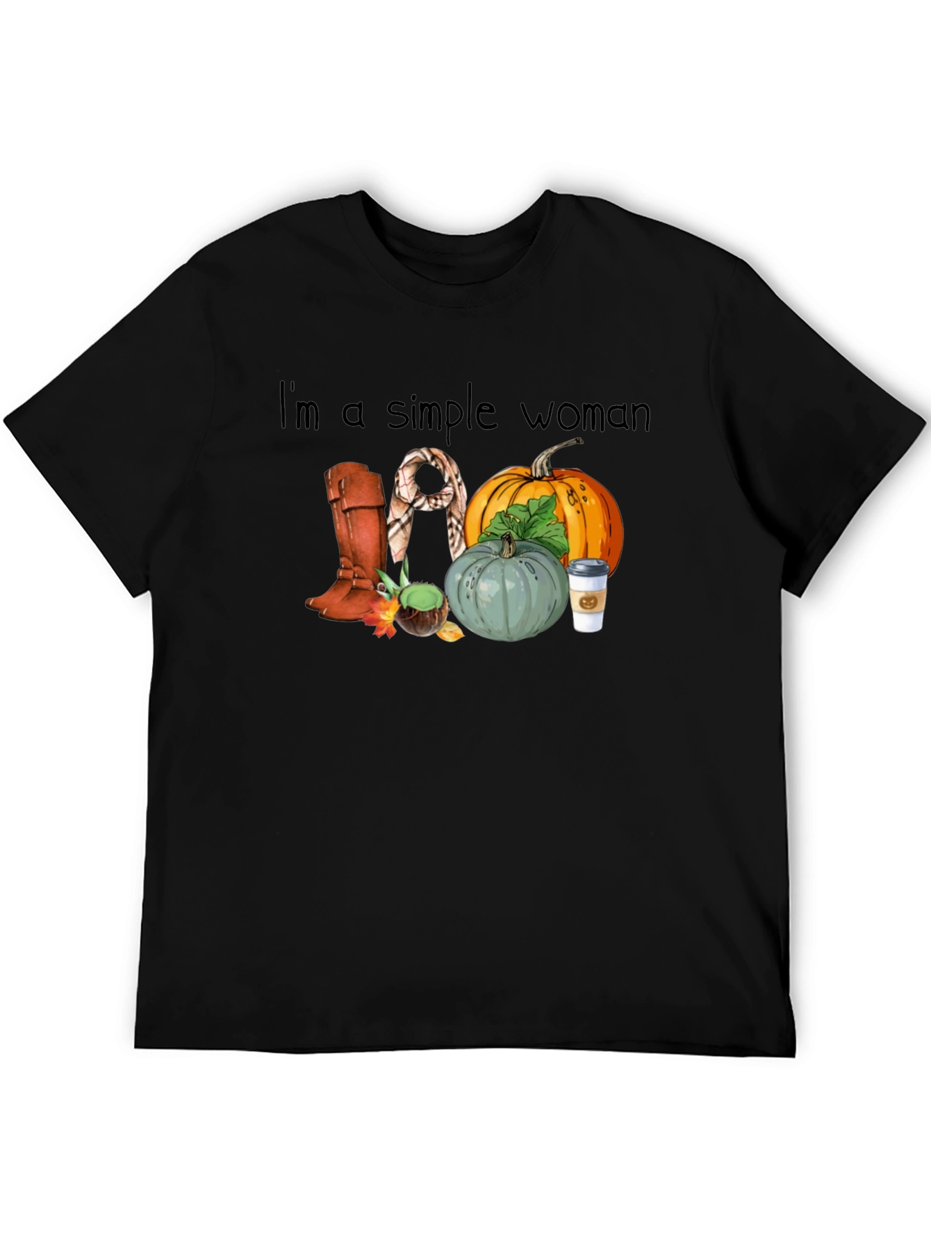 Black Simple Woman Fall T-Shirt view 5