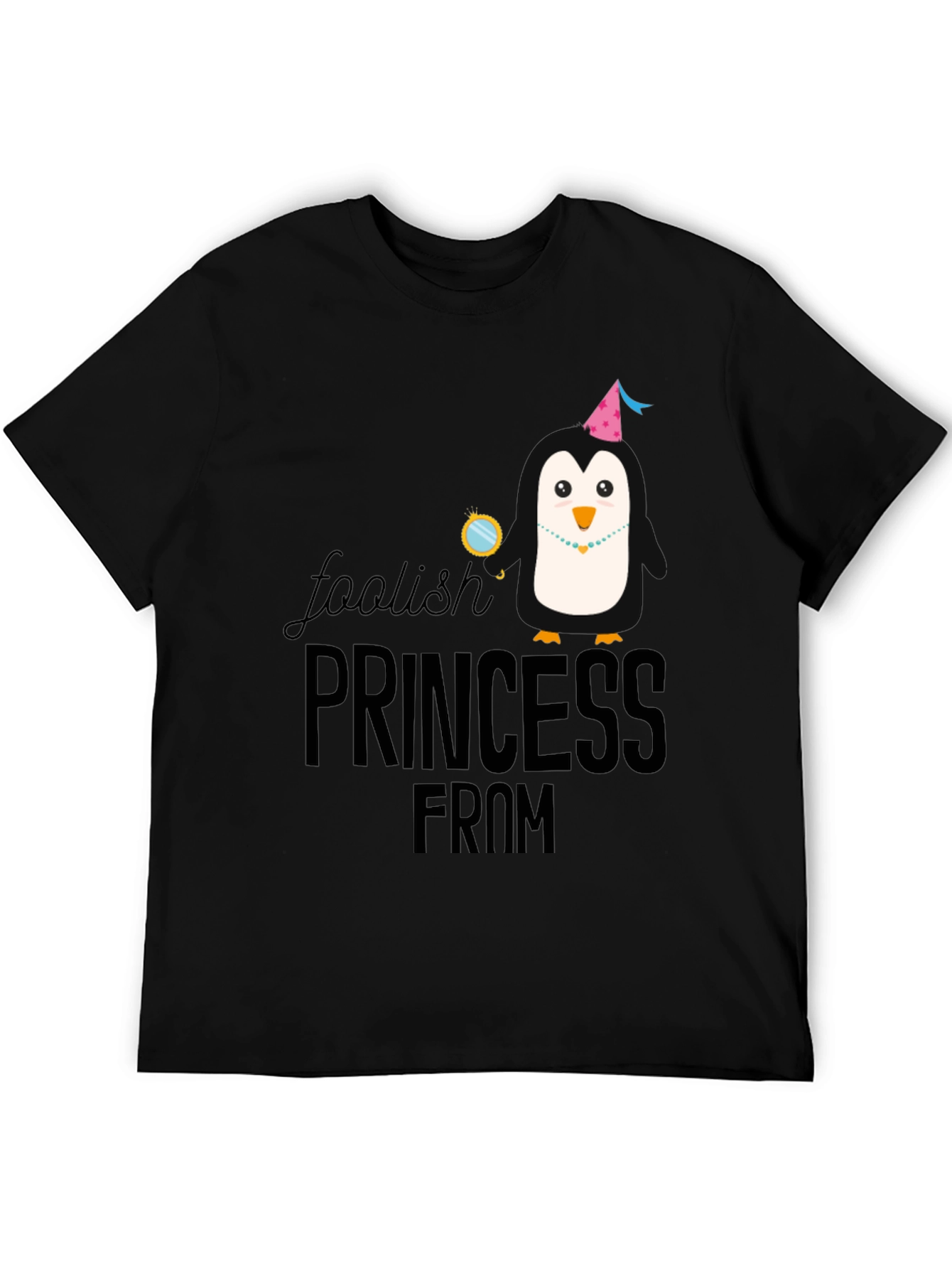Black Foolish Princess Penguin Graphic T-Shirt view 5