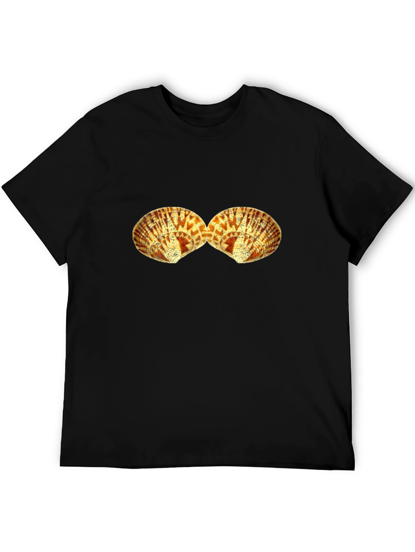 Black Seashell Graphic Tee - Black Cotton T-Shirt view 5
