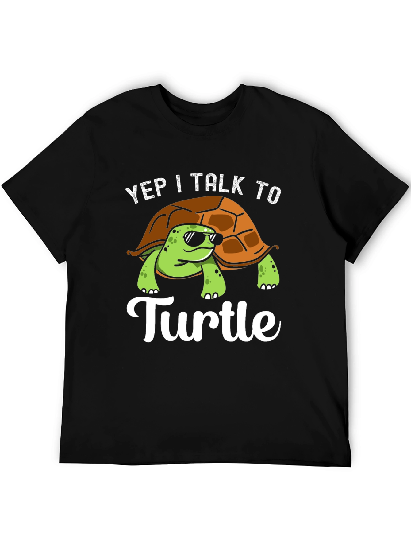 Black Yep I Talk to Turtle Graphic T-Shirt view 5