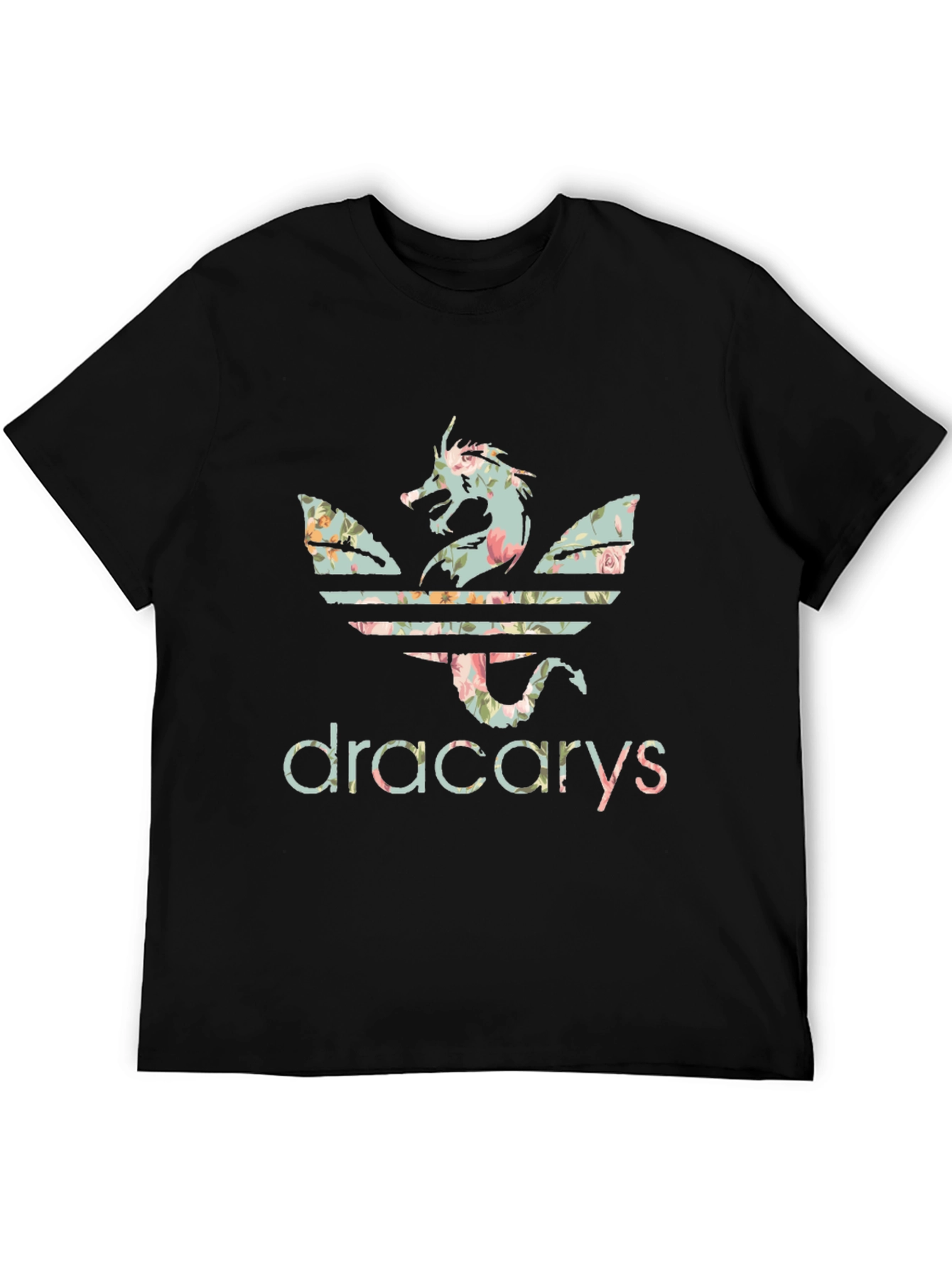 Black Dracarys Floral Dragon T-Shirt view 5