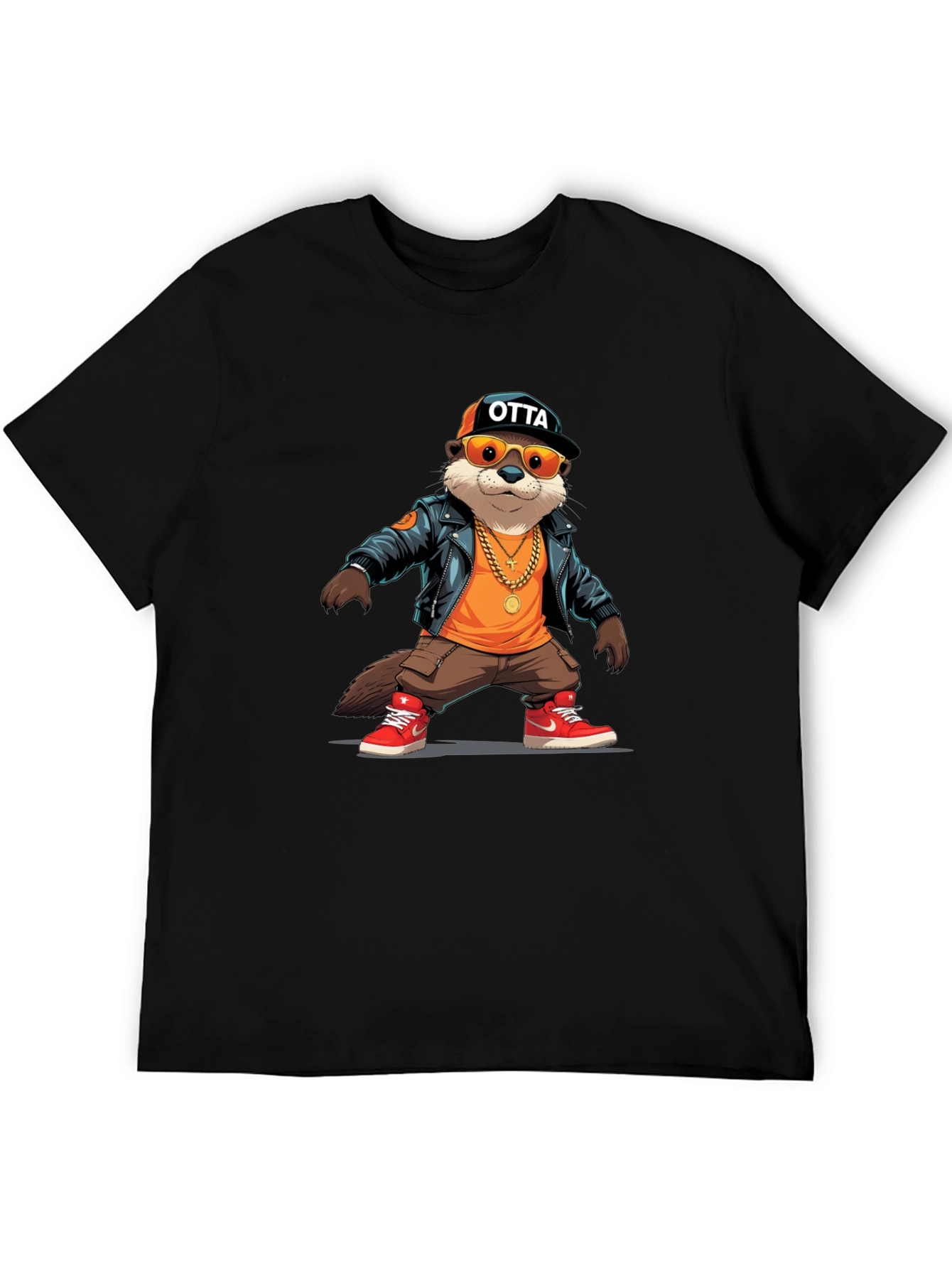 Black Cool Otter Graphic Tee view 5