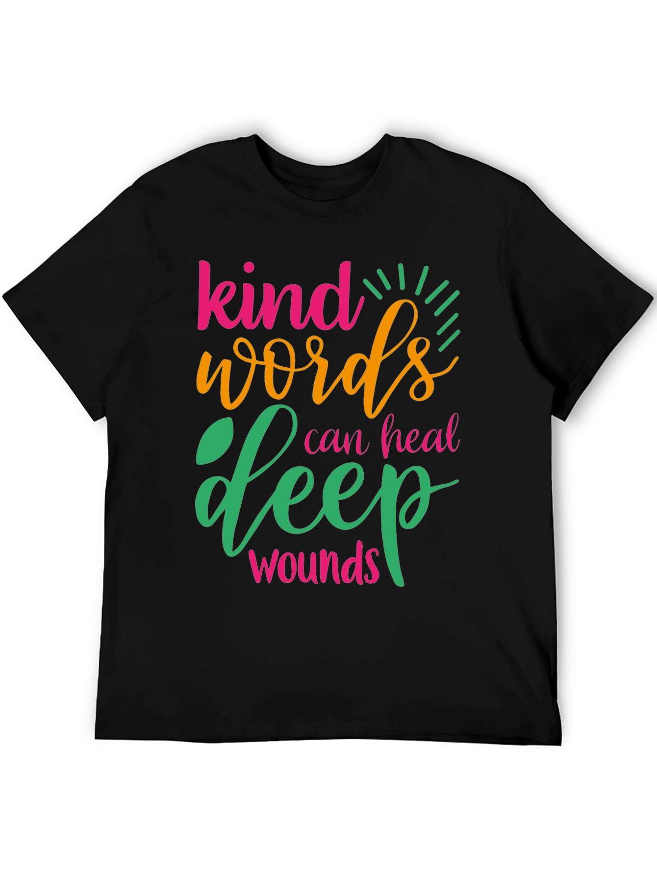 Black Kind Words Can Heal Deep Wounds Graphic Tee view 5