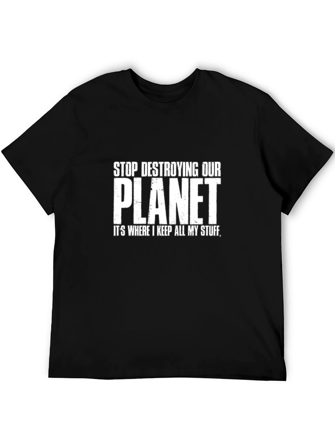 Black Stop Destroying Our Planet Graphic T-Shirt view 5