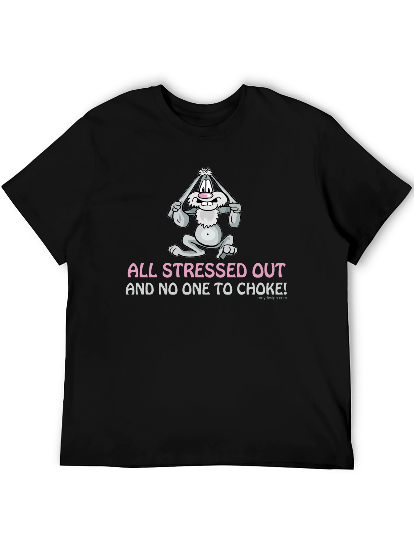 Black Stressed Out Bunny Graphic T-Shirt - Funny Novelty Tee view 5