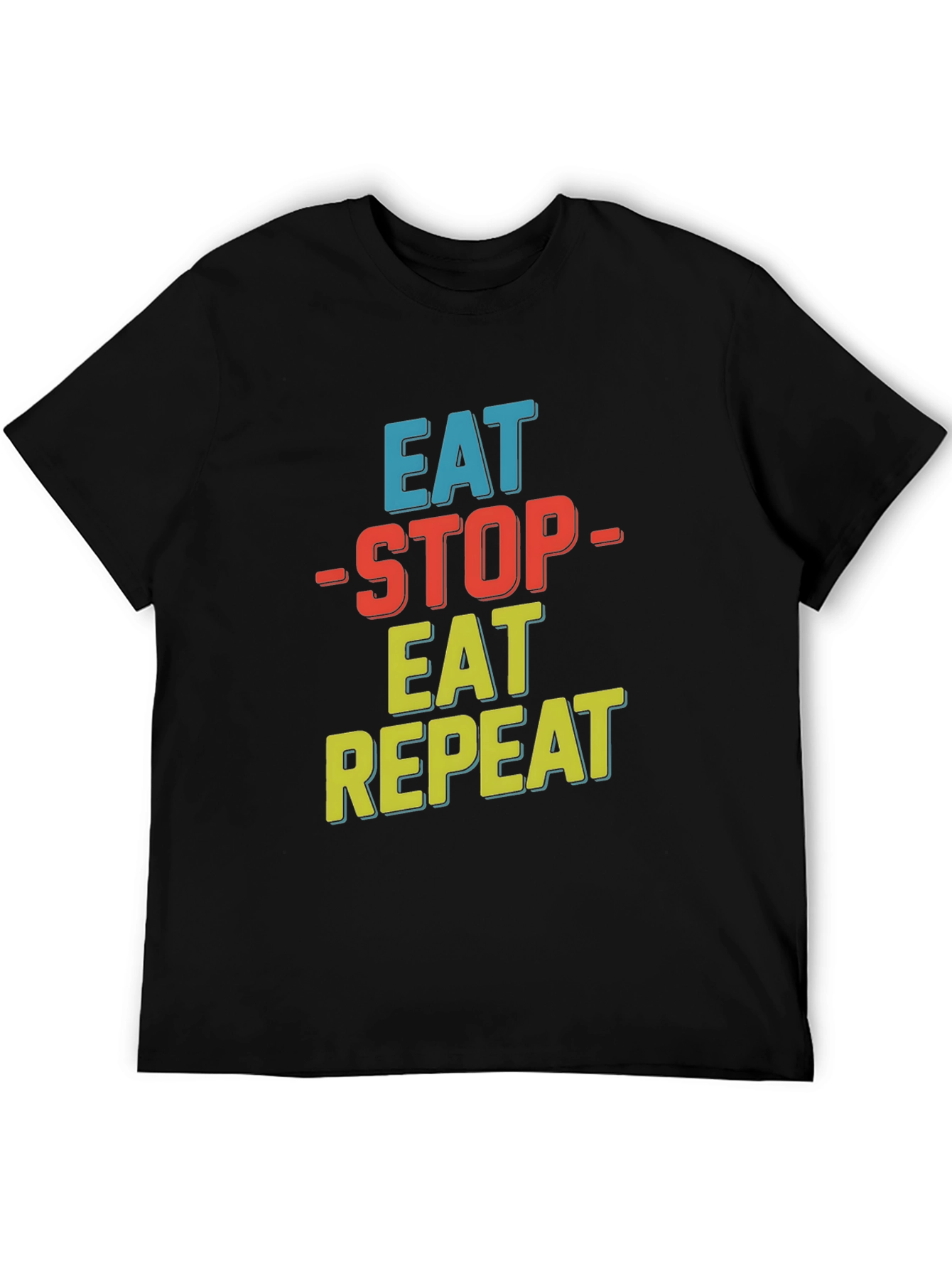 Black Eat Stop Eat Repeat Graphic Tee view 5