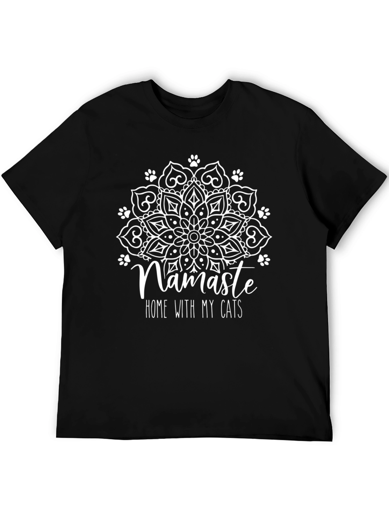 Black Namaste Home With My Cats T-Shirt view 5