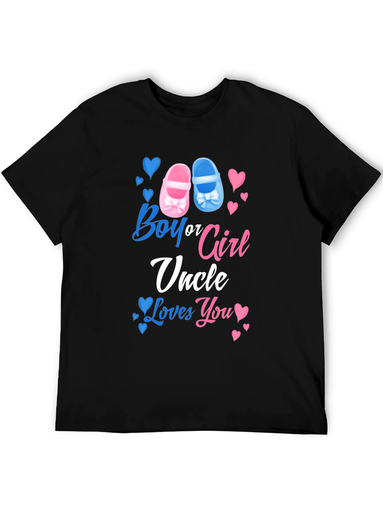 Black Boy or Girl Uncle Loves You Gender Reveal T-Shirt view 5