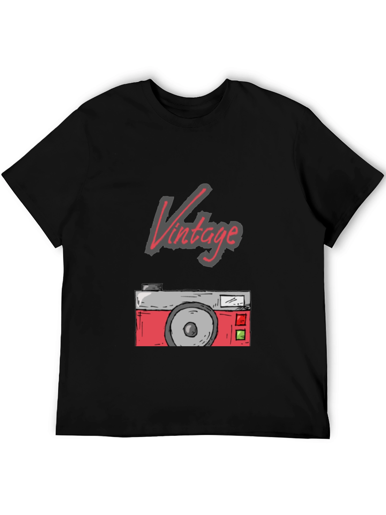 Black Vintage Camera Graphic Tee - Retro Style view 5