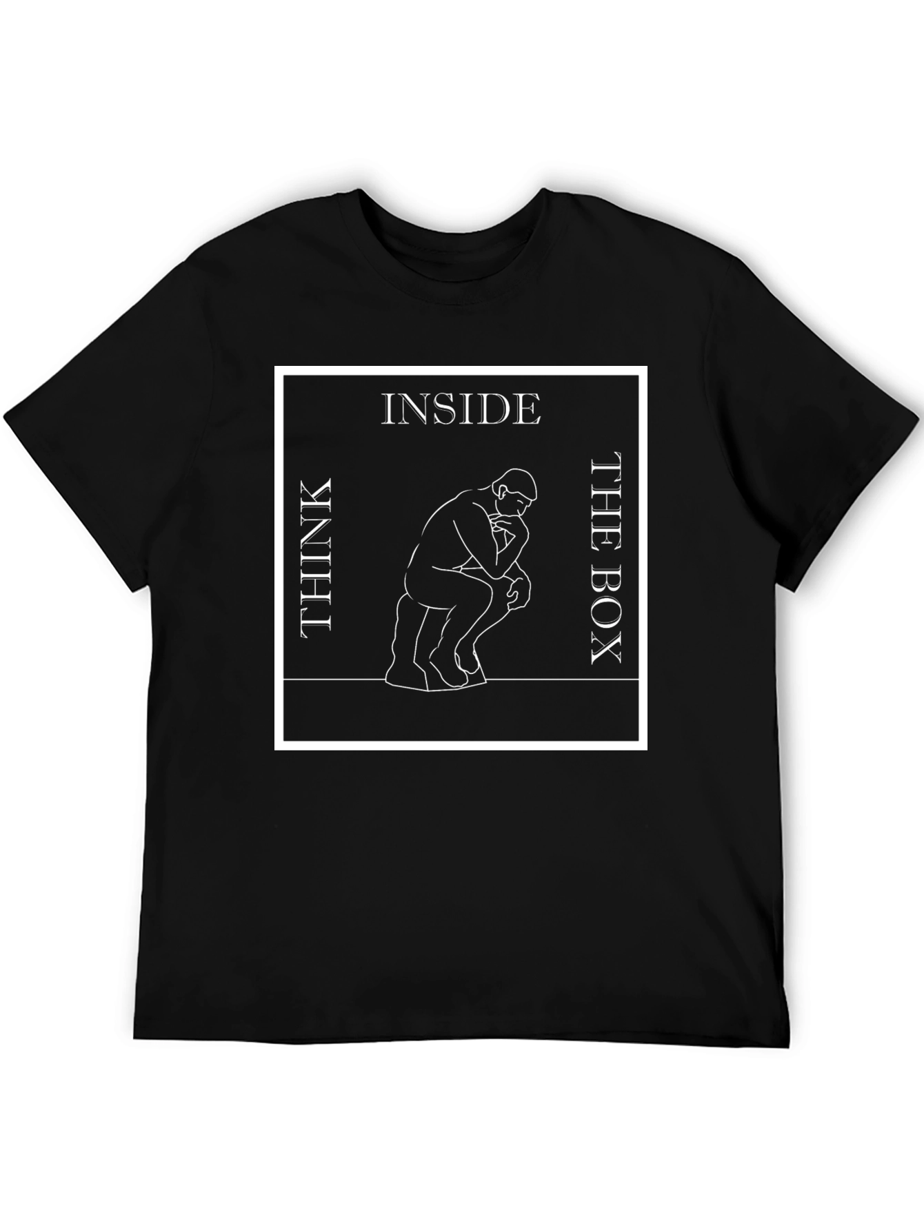 Black Think Inside the Box Graphic T-Shirt - Stylish Philosophy Tee view 5