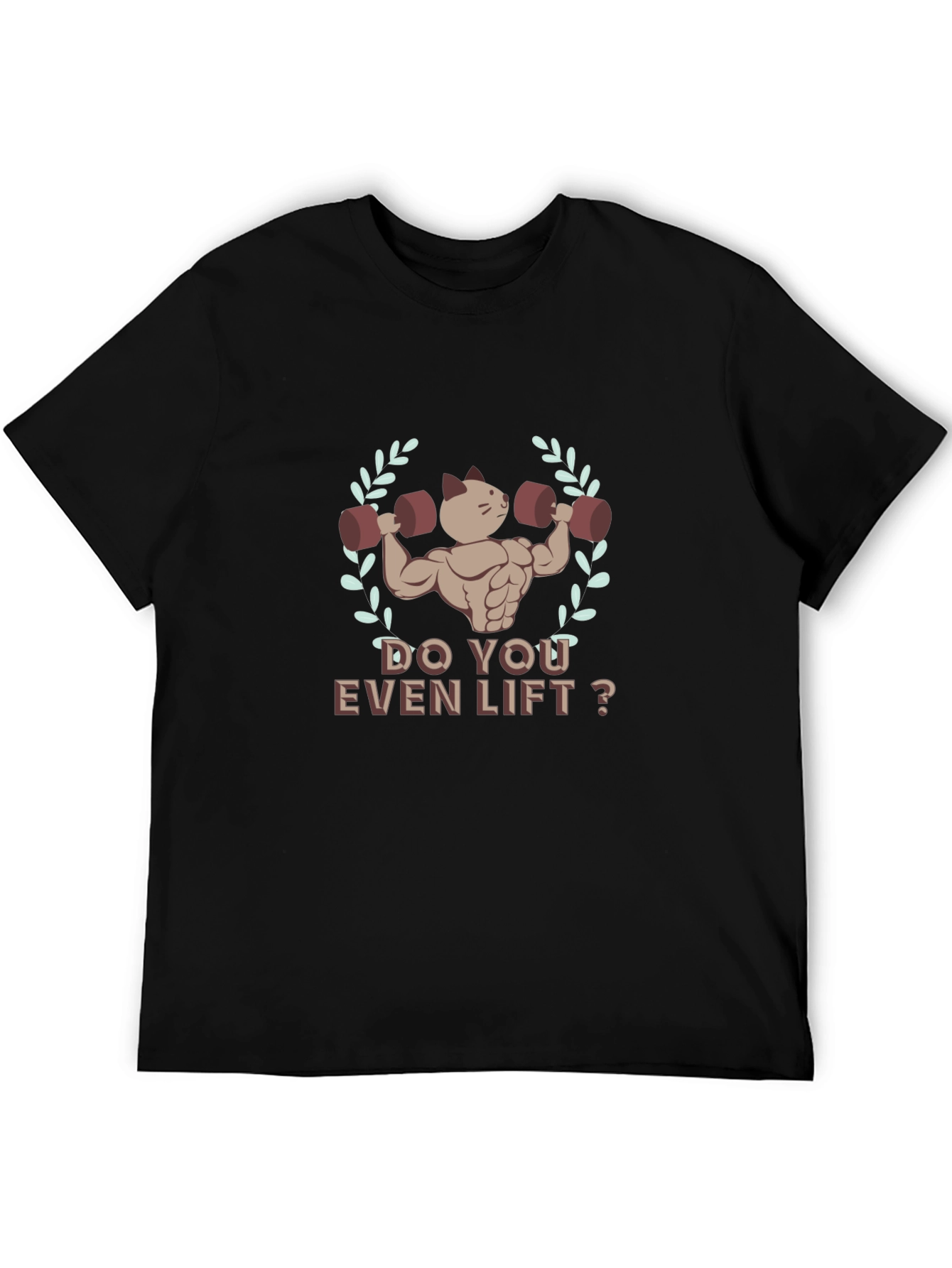 Black Do You Even Lift? Cat Muscle T-Shirt view 5