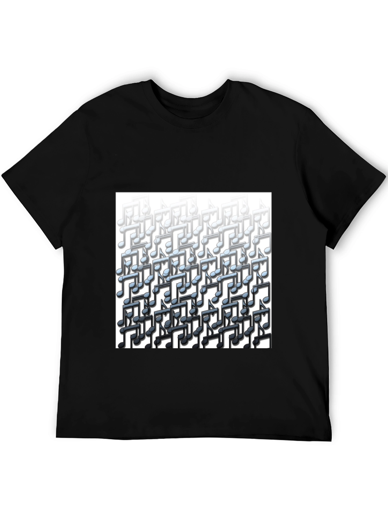 Black Musical Notes Graphic Tee - Black Cotton T-Shirt view 5