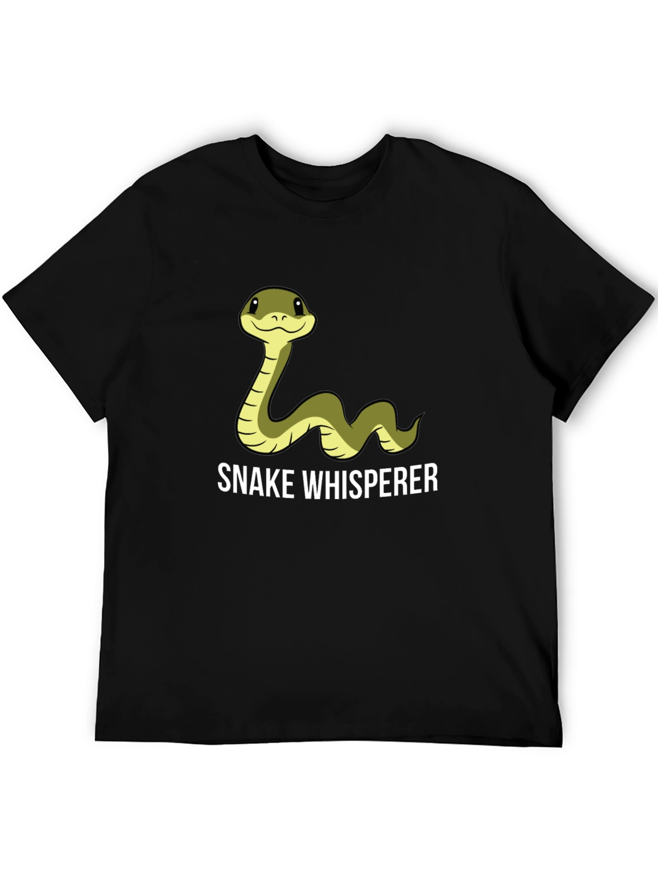 Black Snake Whisperer Tee - Cartoon Snake Black T-Shirt view 5