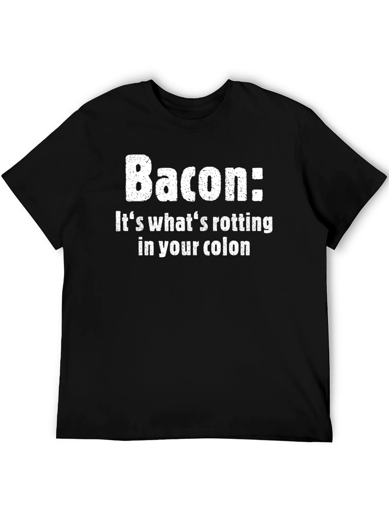 Black Funny Bacon Colon T-Shirt view 5