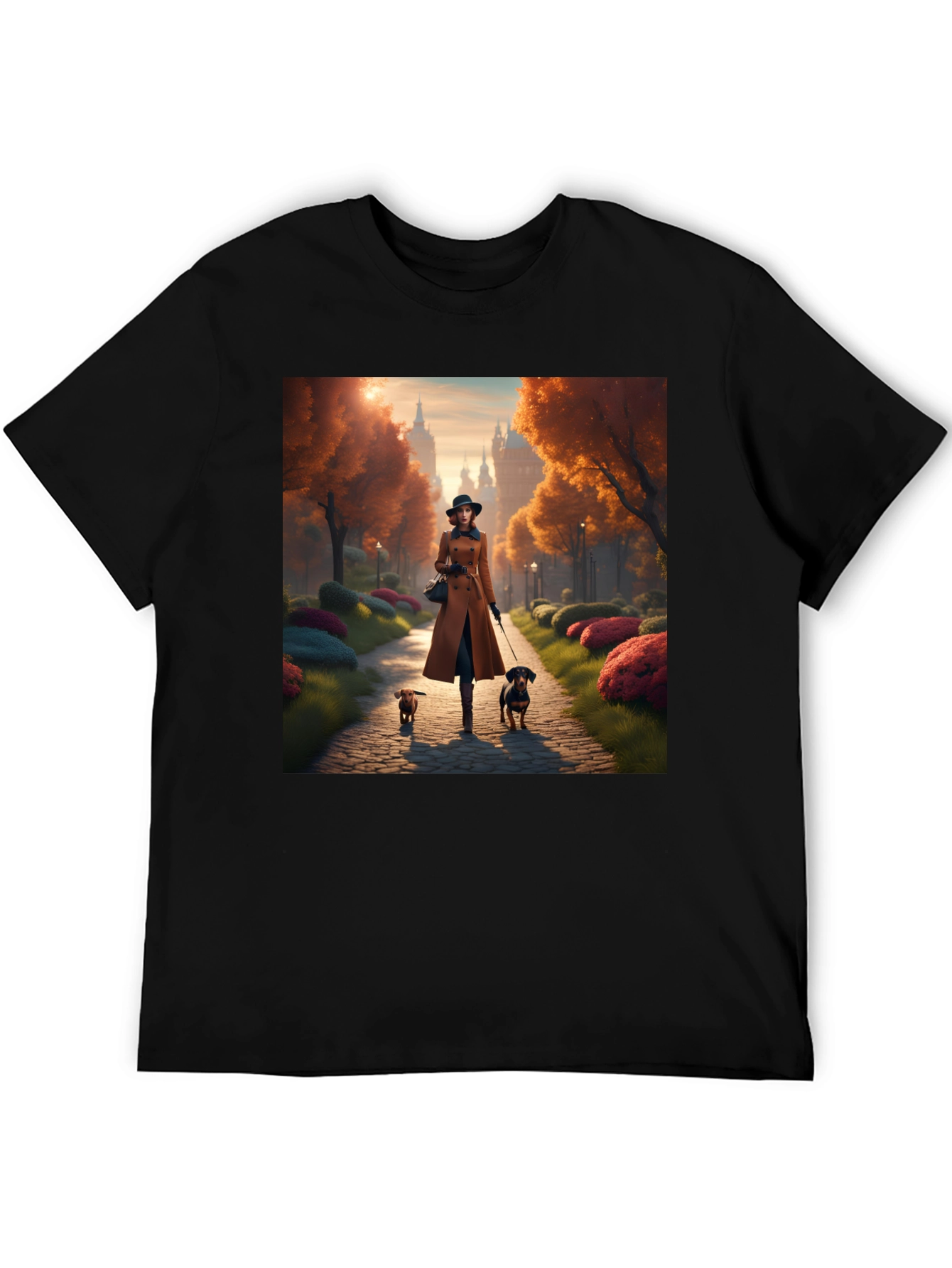 Black Dog Walk Autumn T-Shirt view 5