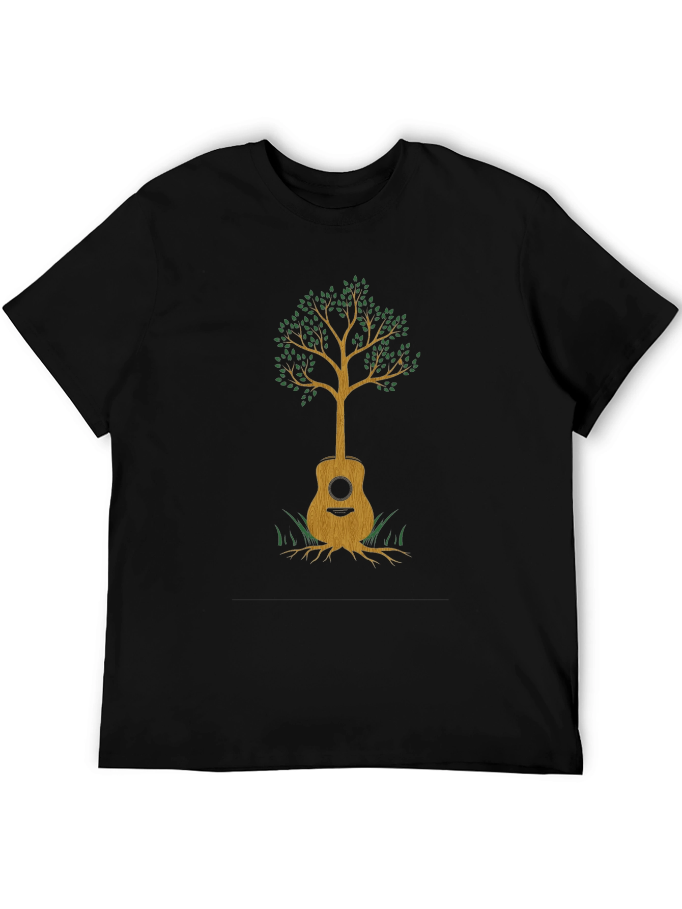 Black Guitar Tree Graphic Tee - Music & Nature view 5