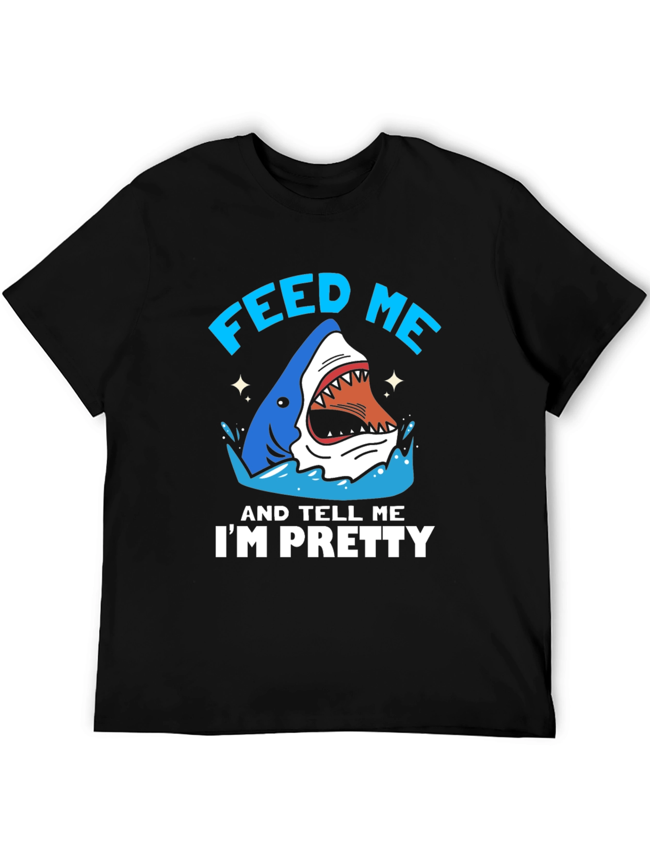 Black Feed Me Shark T-Shirt - Funny Ocean Lover Tee view 5