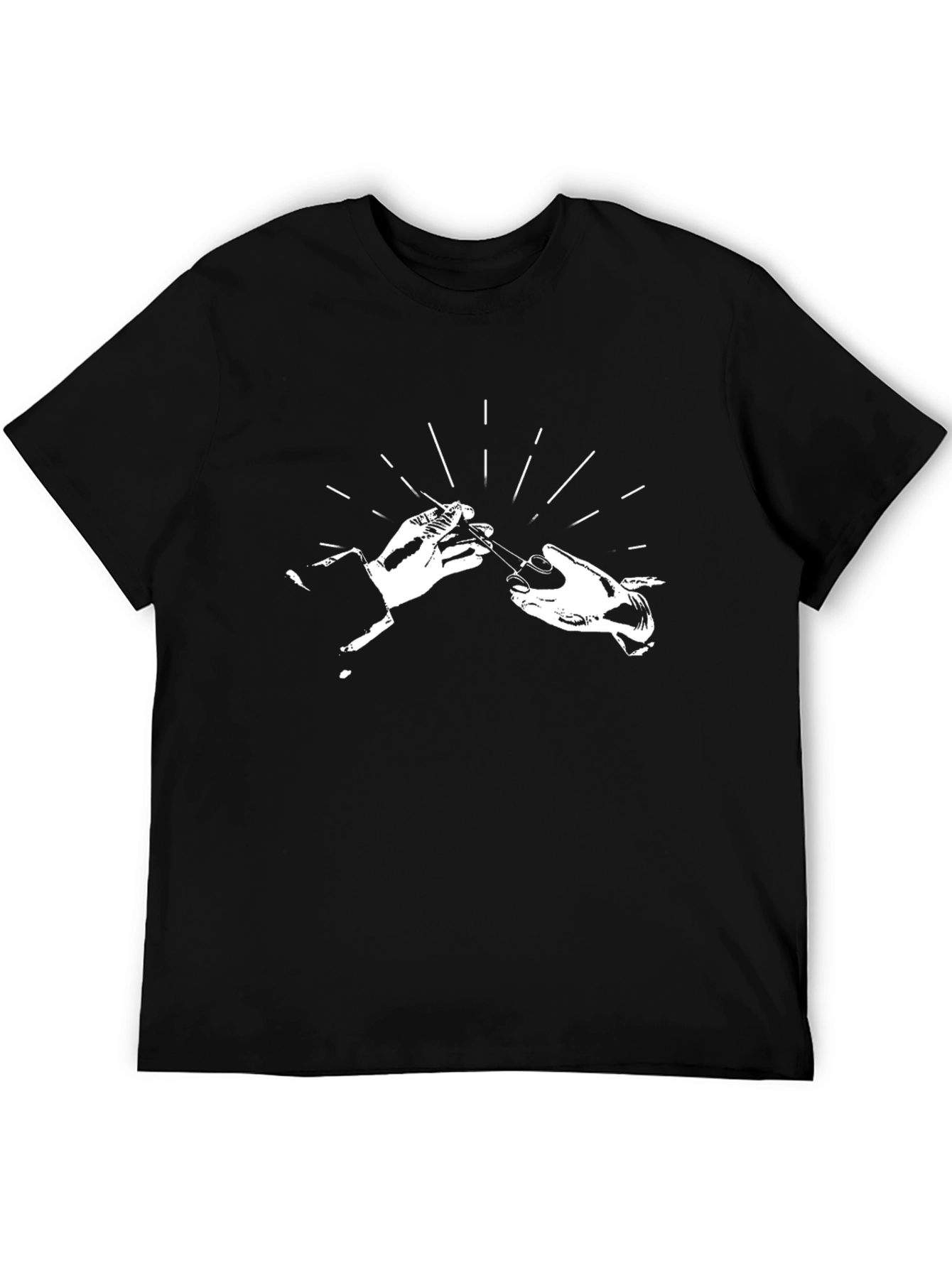 Black Barber Hands Graphic Tee - Men's Black T-Shirt view 5