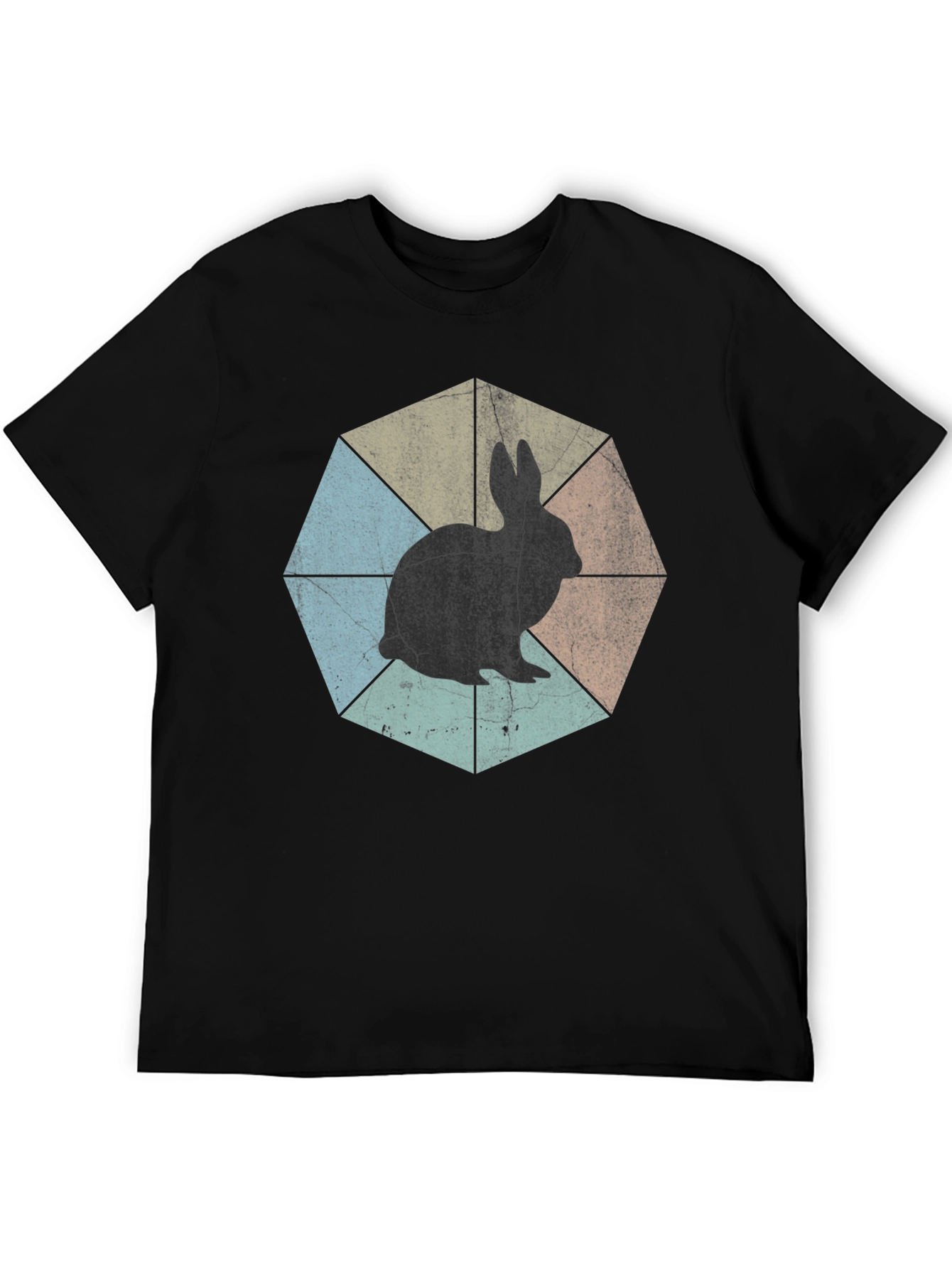 Retro Rabbit Graphic Tee - Unisex Black T-Shirt - 5
