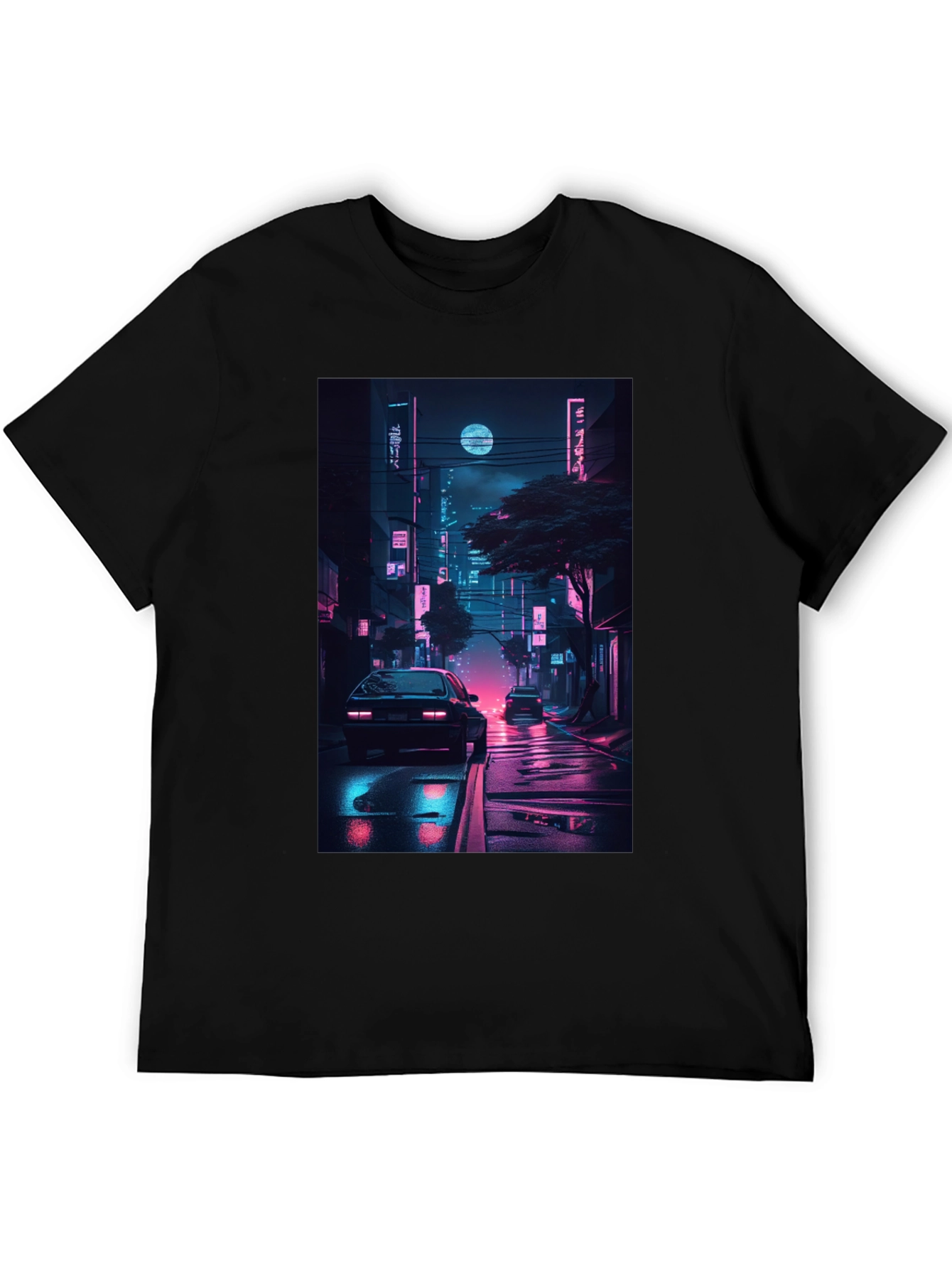 Black Neon Cityscape Graphic Tee view 5