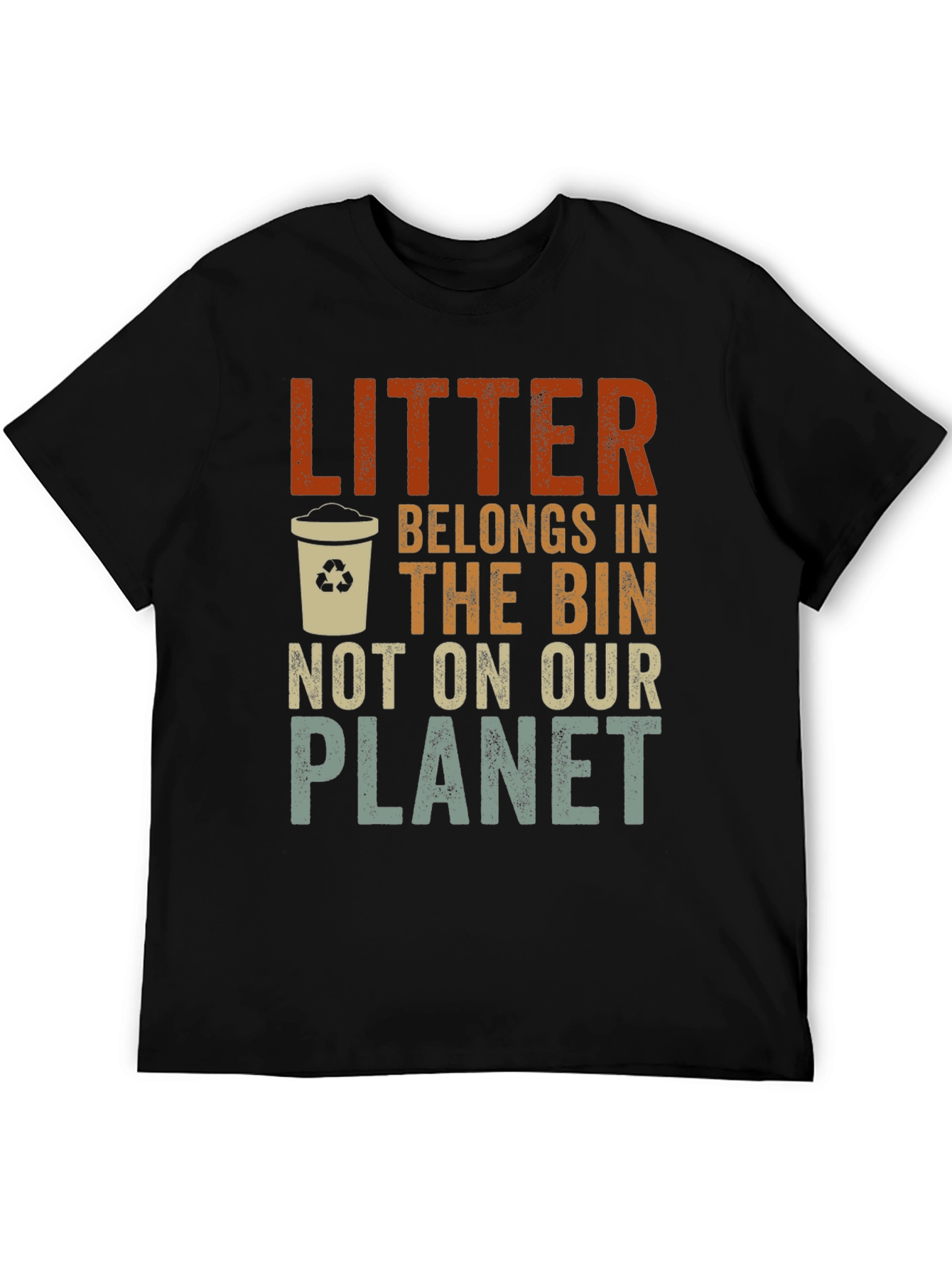 Black Litter Belongs In The Bin Graphic T-Shirt view 5