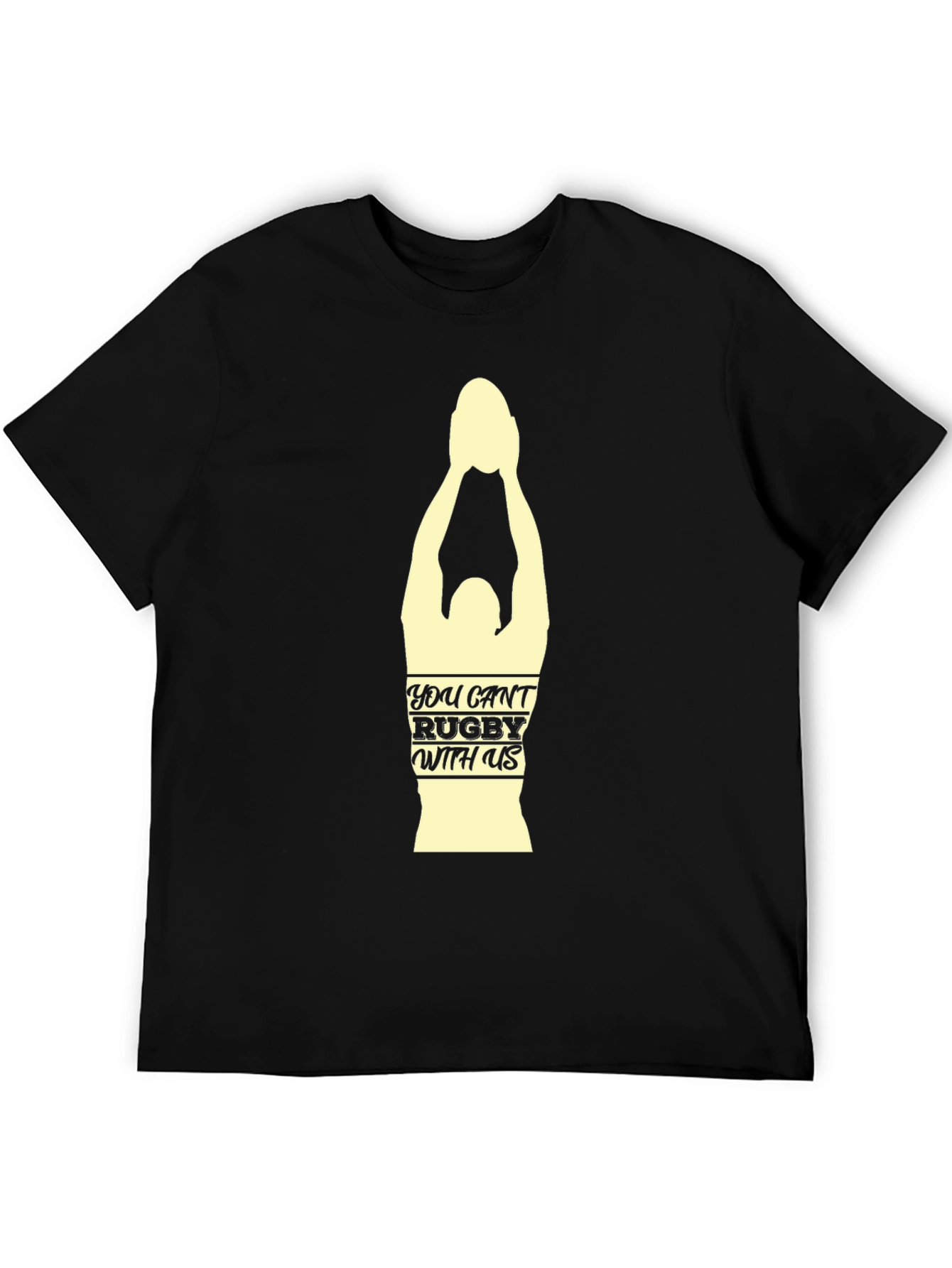 Black Rugby Fan T-Shirt - You Can't Rugby With Us view 5