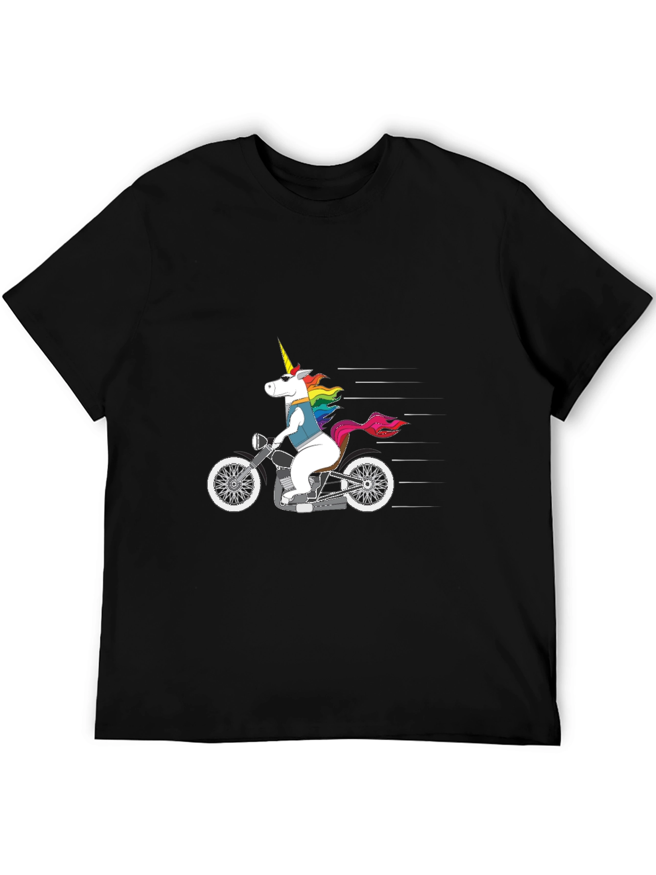 Black Unicorn Motorcycle T-Shirt - Black Graphic Tee view 5