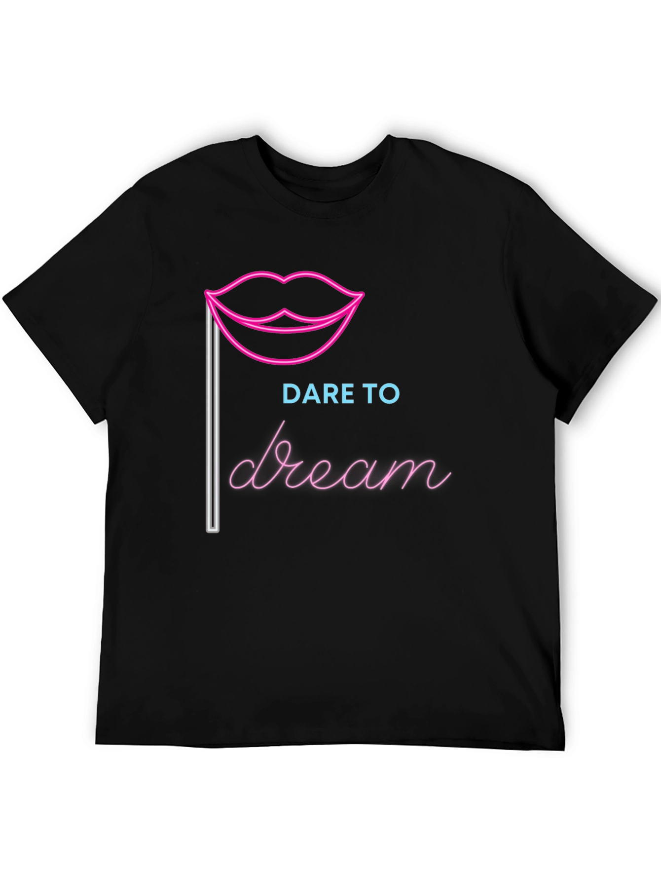 Black Dare to Dream Graphic Tee - Neon Lips Design view 5