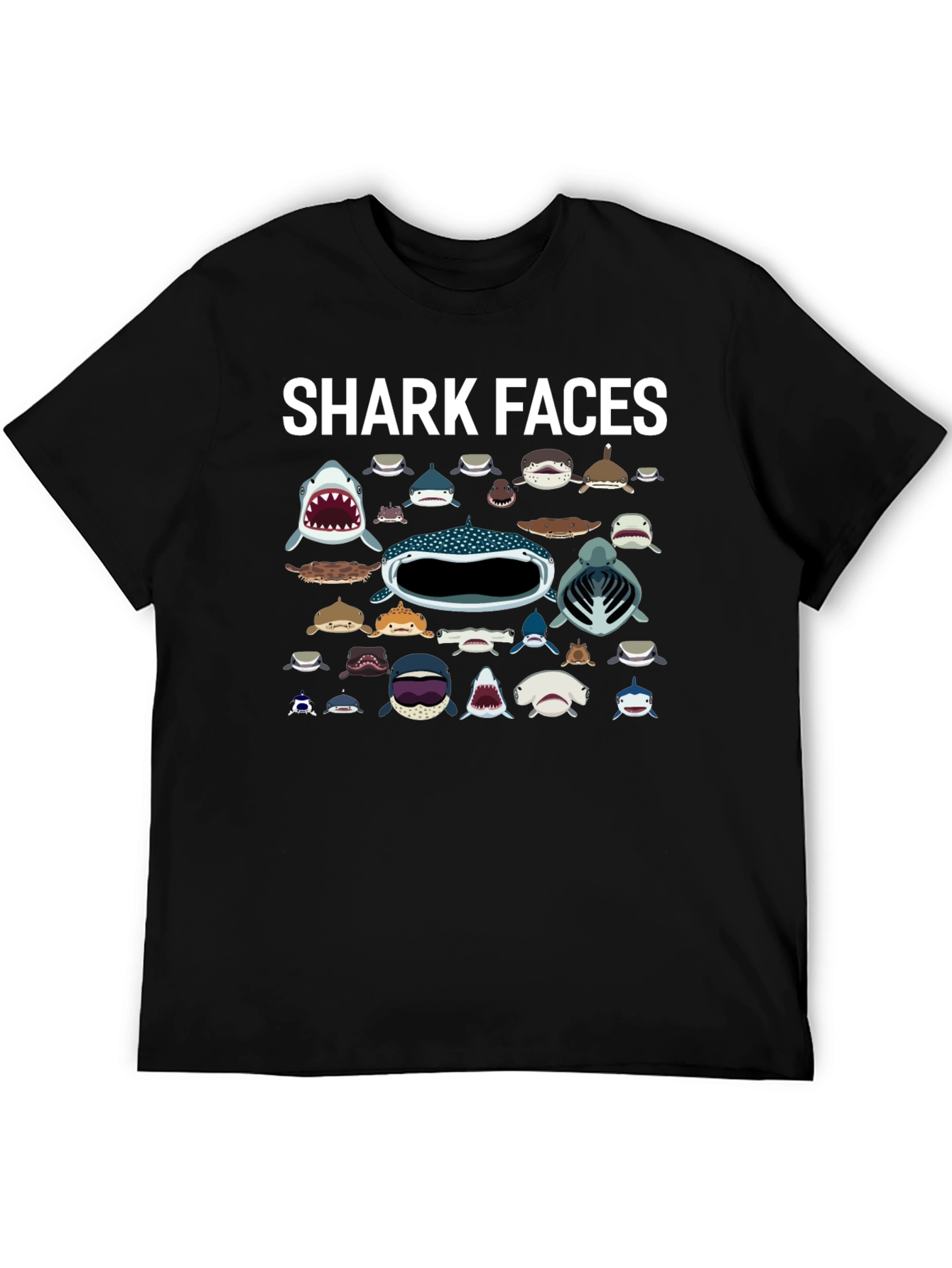 Black Shark Faces Graphic Tee - Black view 5