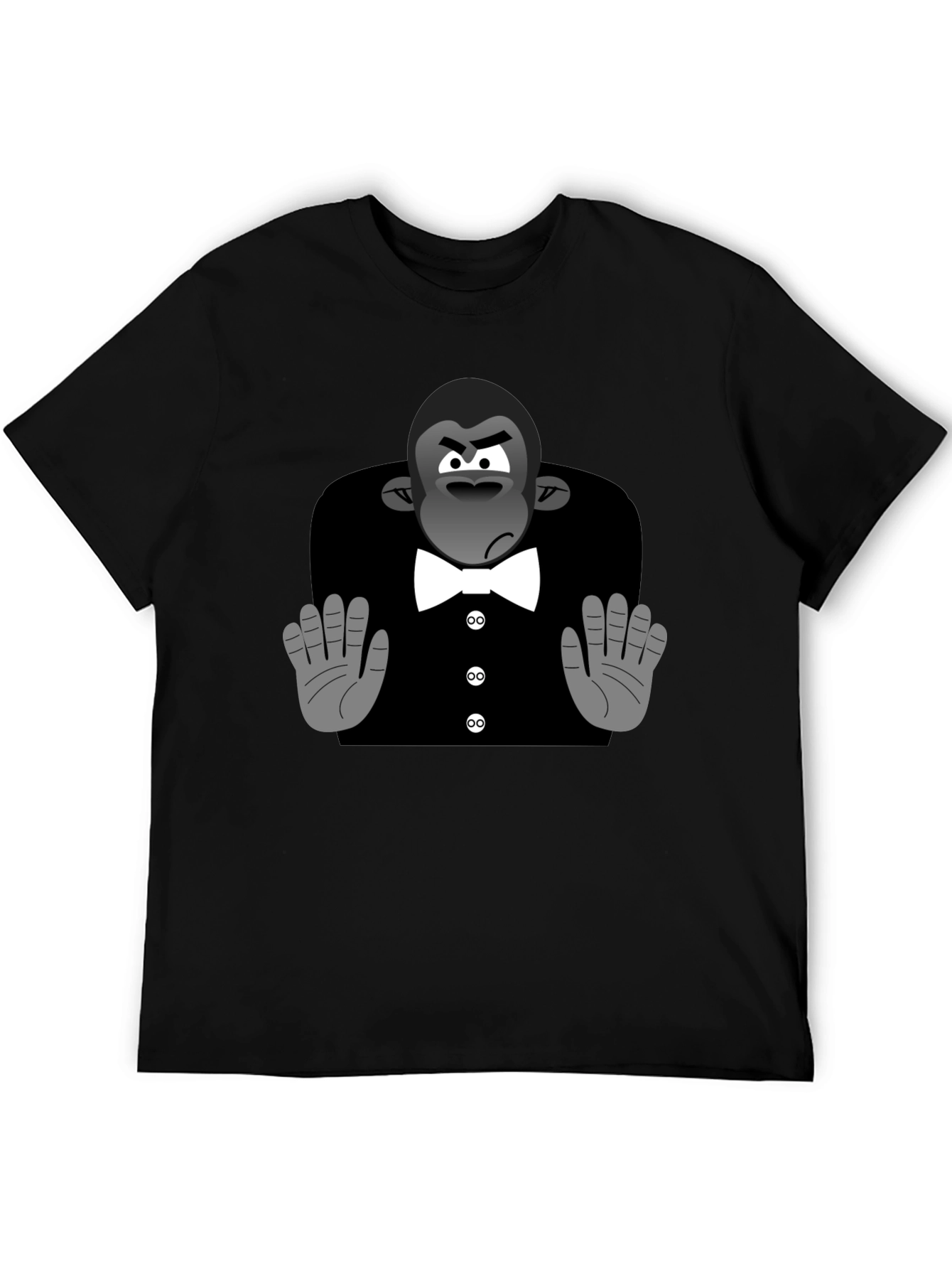 Black Cartoon Gorilla Tuxedo T-Shirt view 5