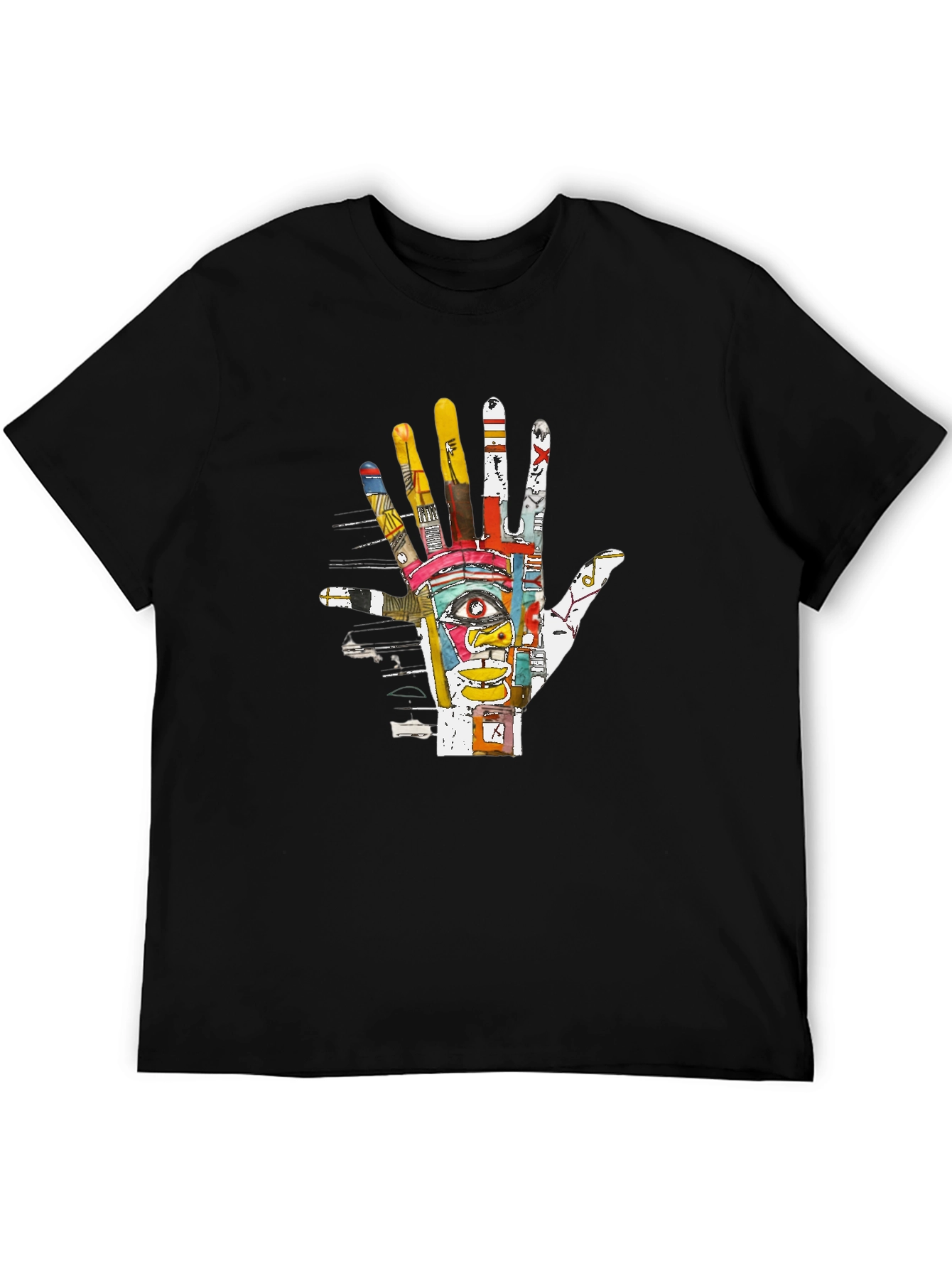 Black Abstract Hand Graphic T-Shirt - Unique Artistic Design view 5