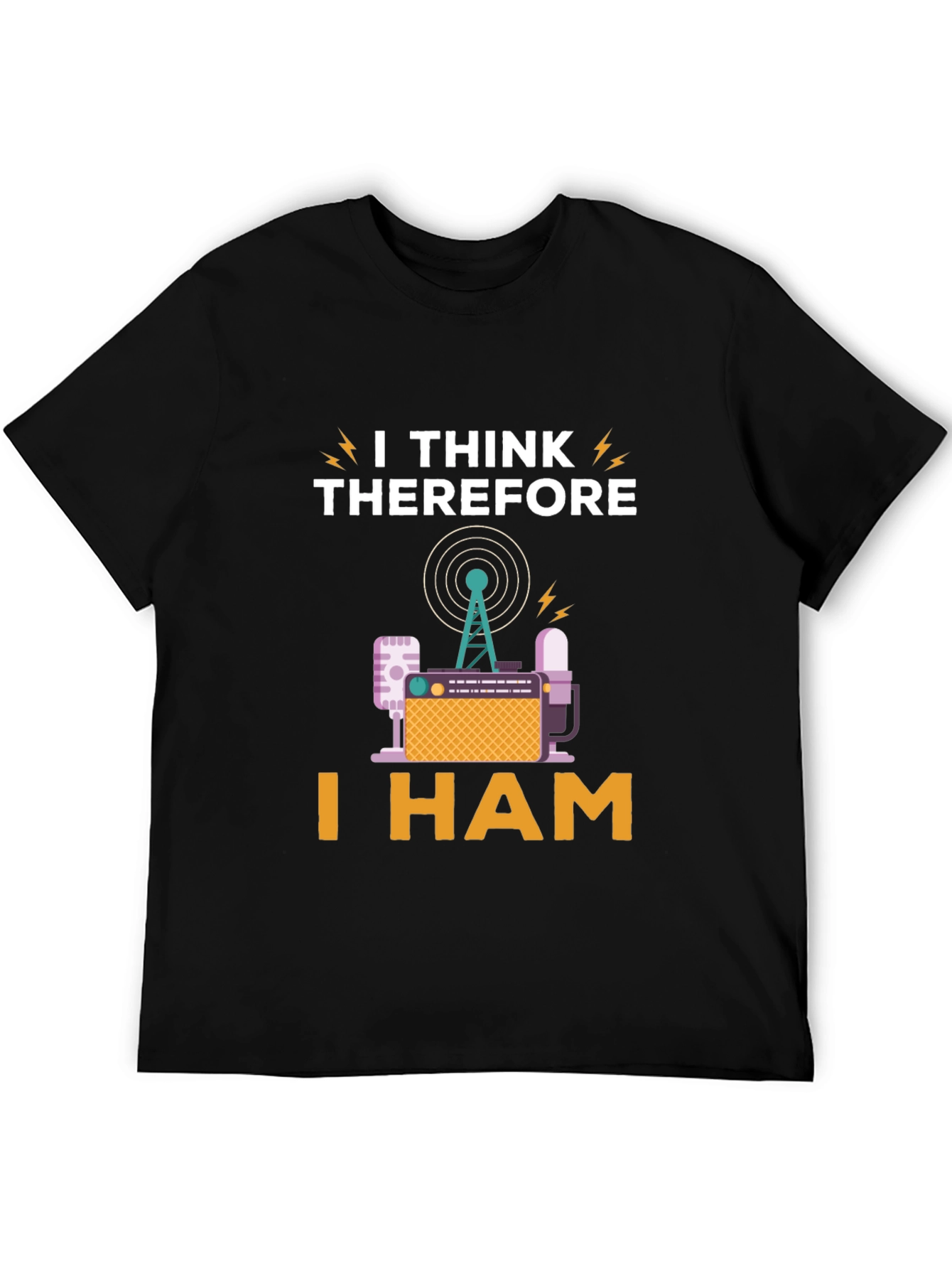 Black I Think Therefore I Ham Radio T-Shirt view 5