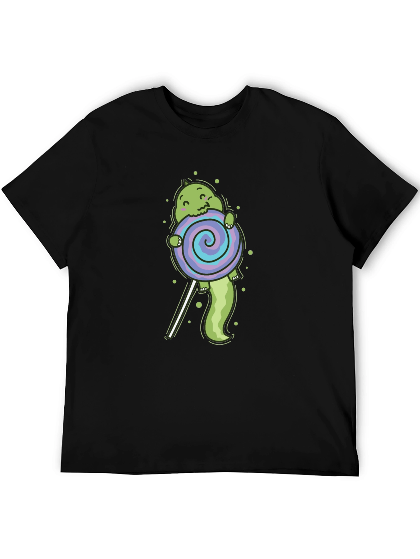 Black Cartoon Dinosaur Lollipop Graphic T-Shirt view 5