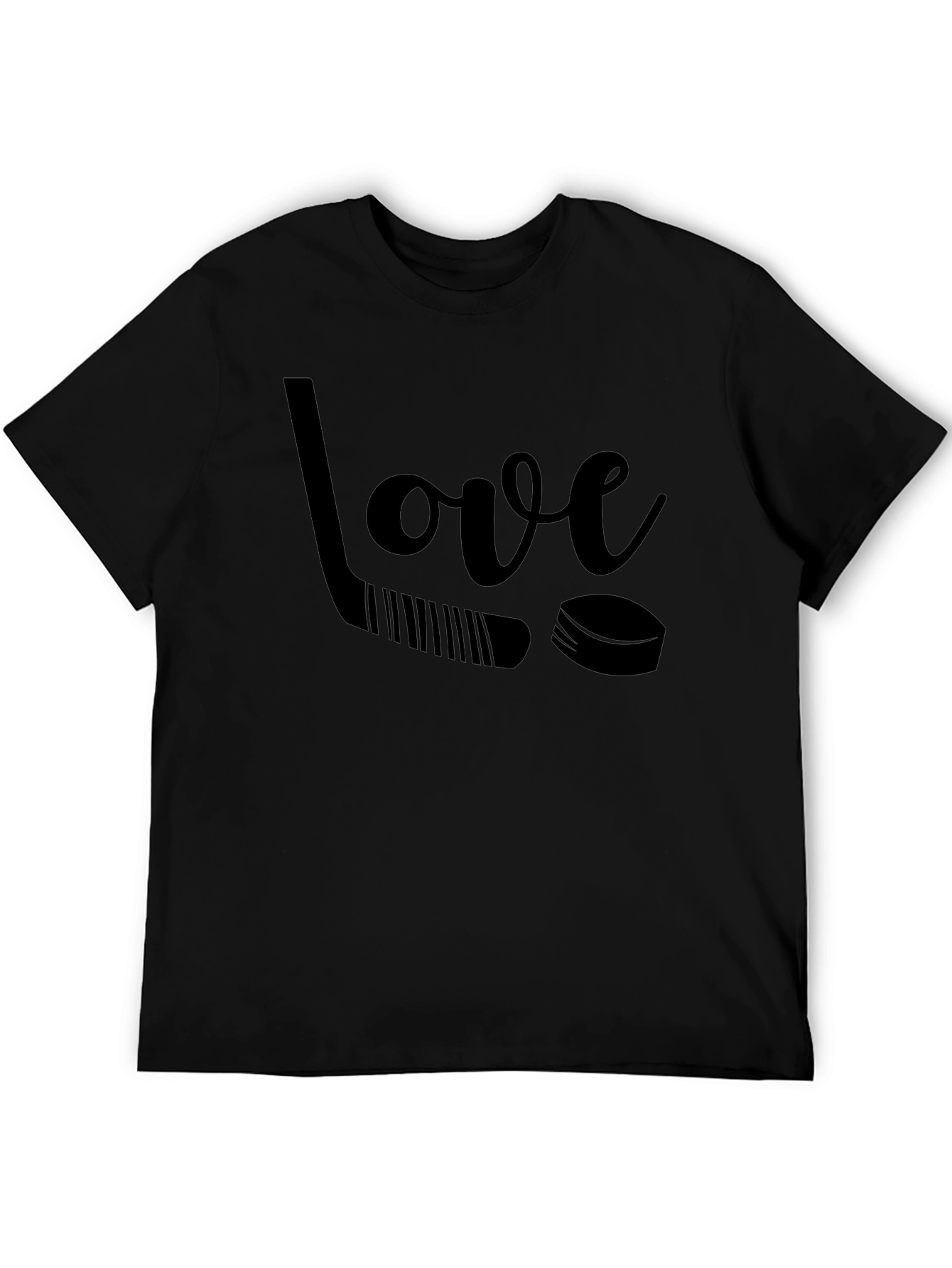 Black Love Hockey Graphic Tee - Black Unisex T-Shirt view 5
