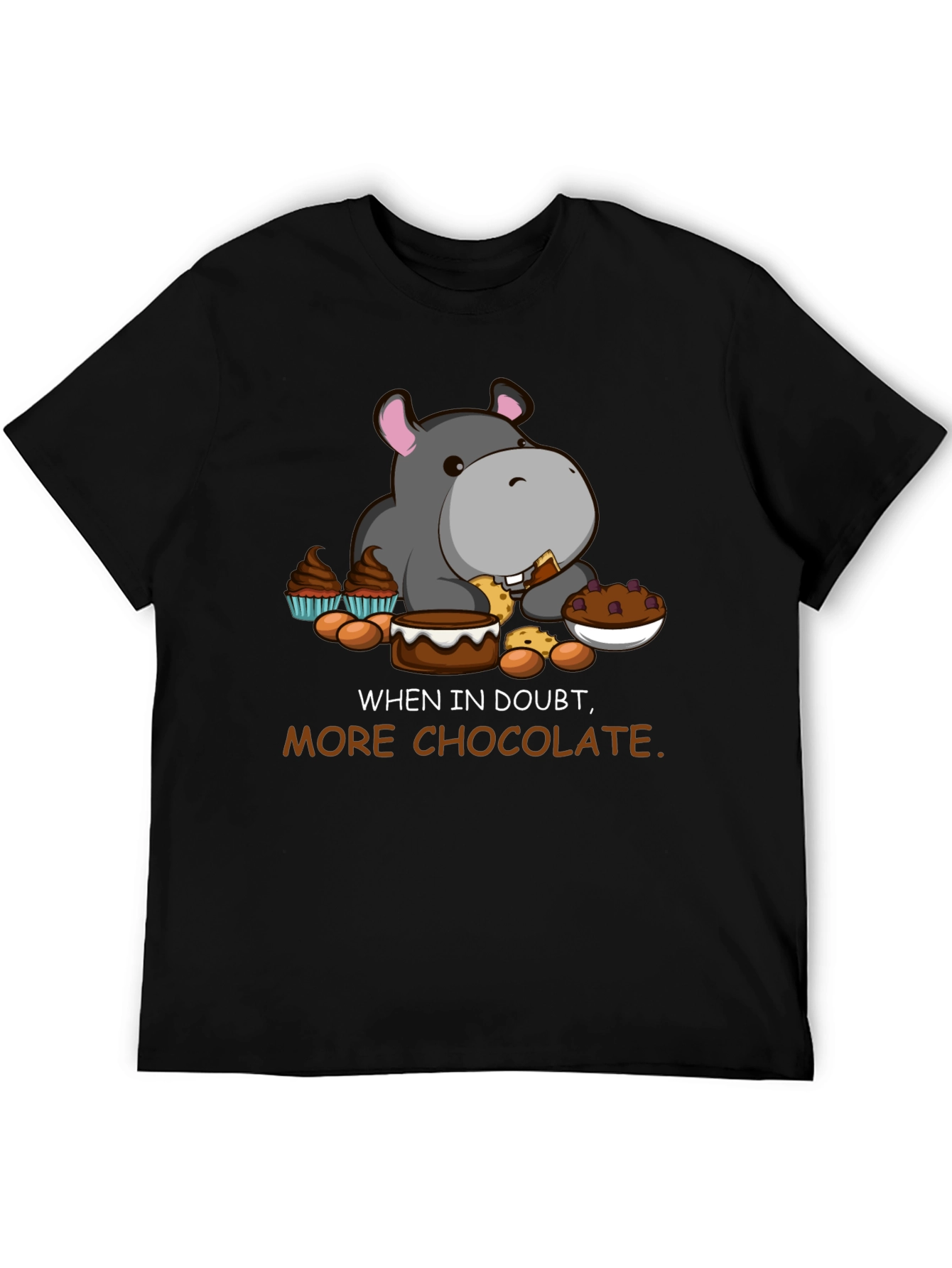 Black Chocolate Hippo T-Shirt - Funny Cartoon Tee view 5