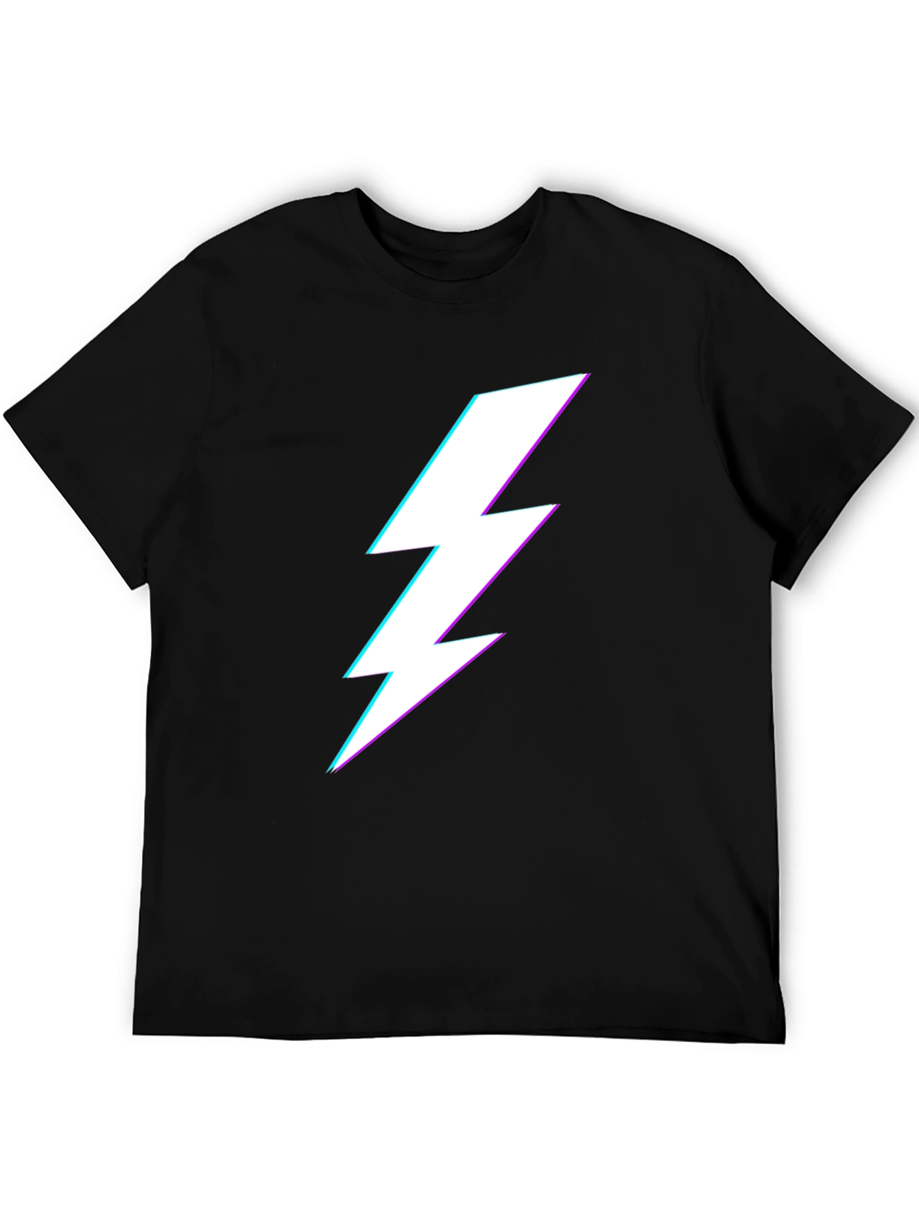Black Black T-Shirt with Lightning Bolt Graphic view 5
