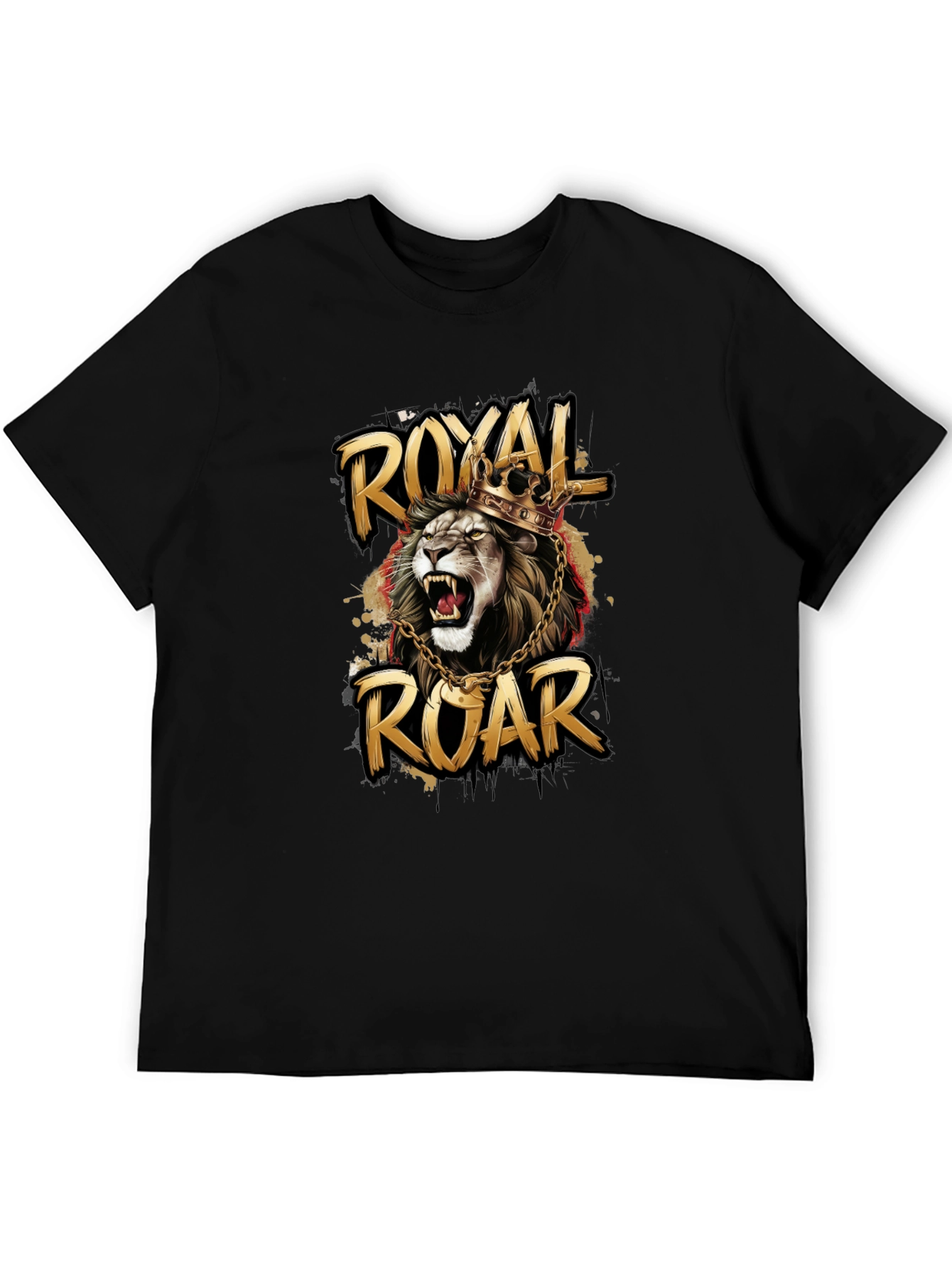 Black Royal Roar Lion Graphic T-Shirt - Stylish Black Tee view 5