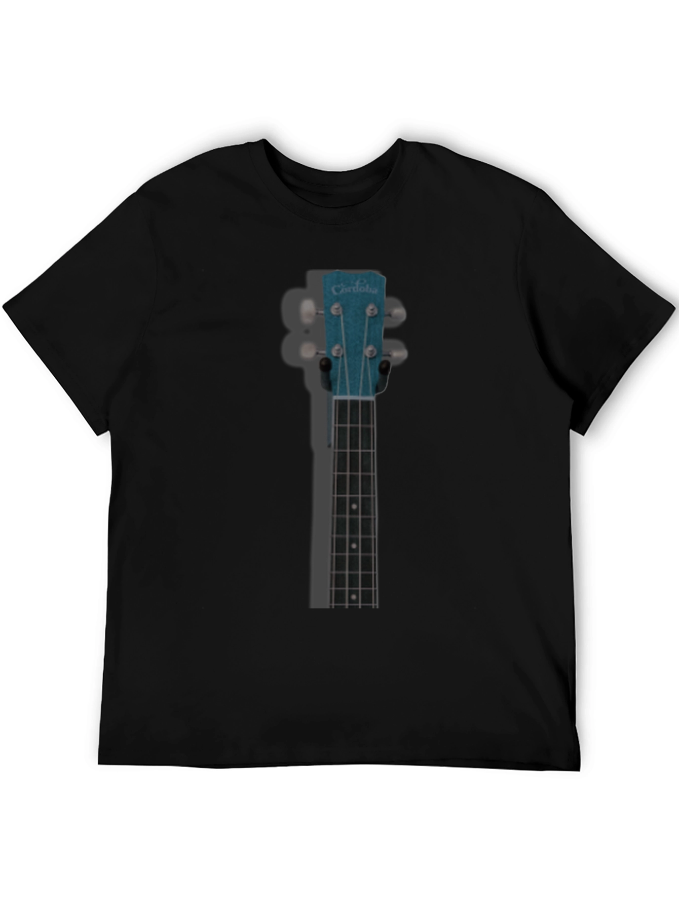 Black Ukulele Headstock Graphic T-Shirt view 5