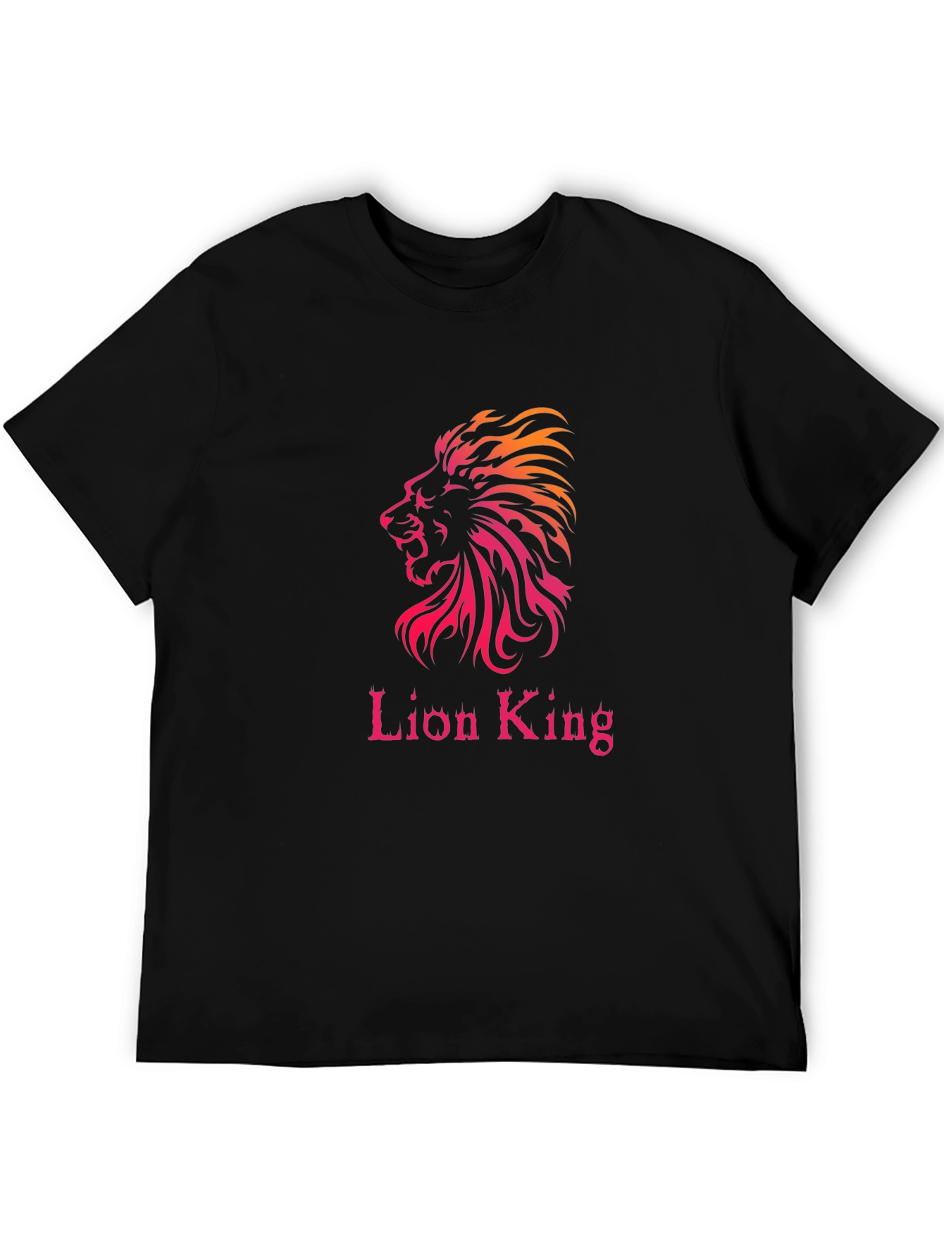 Black Lion King Graphic Print Black T-Shirt view 5