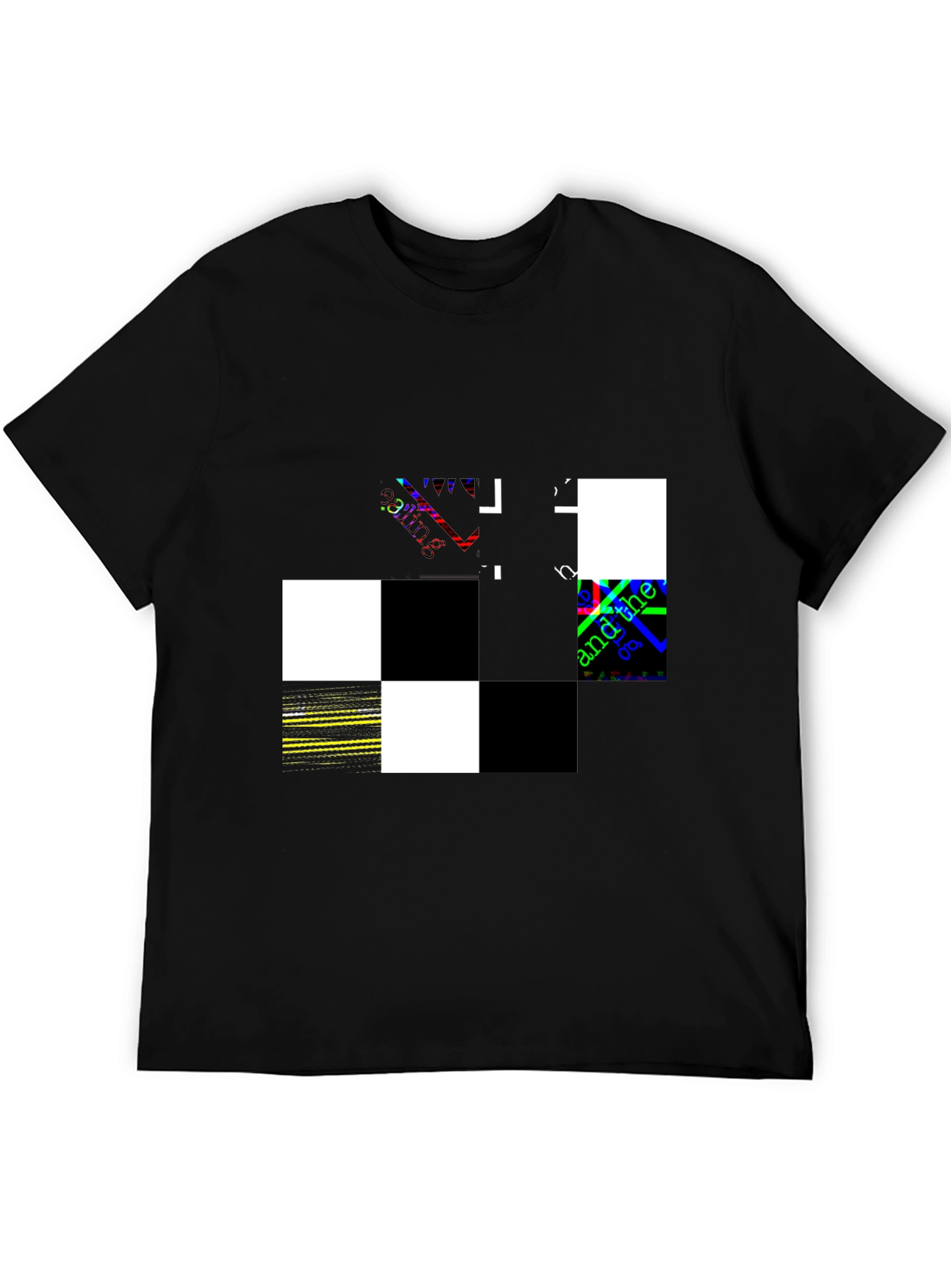 Black Abstract Checkerboard Graphic Black T-Shirt view 5