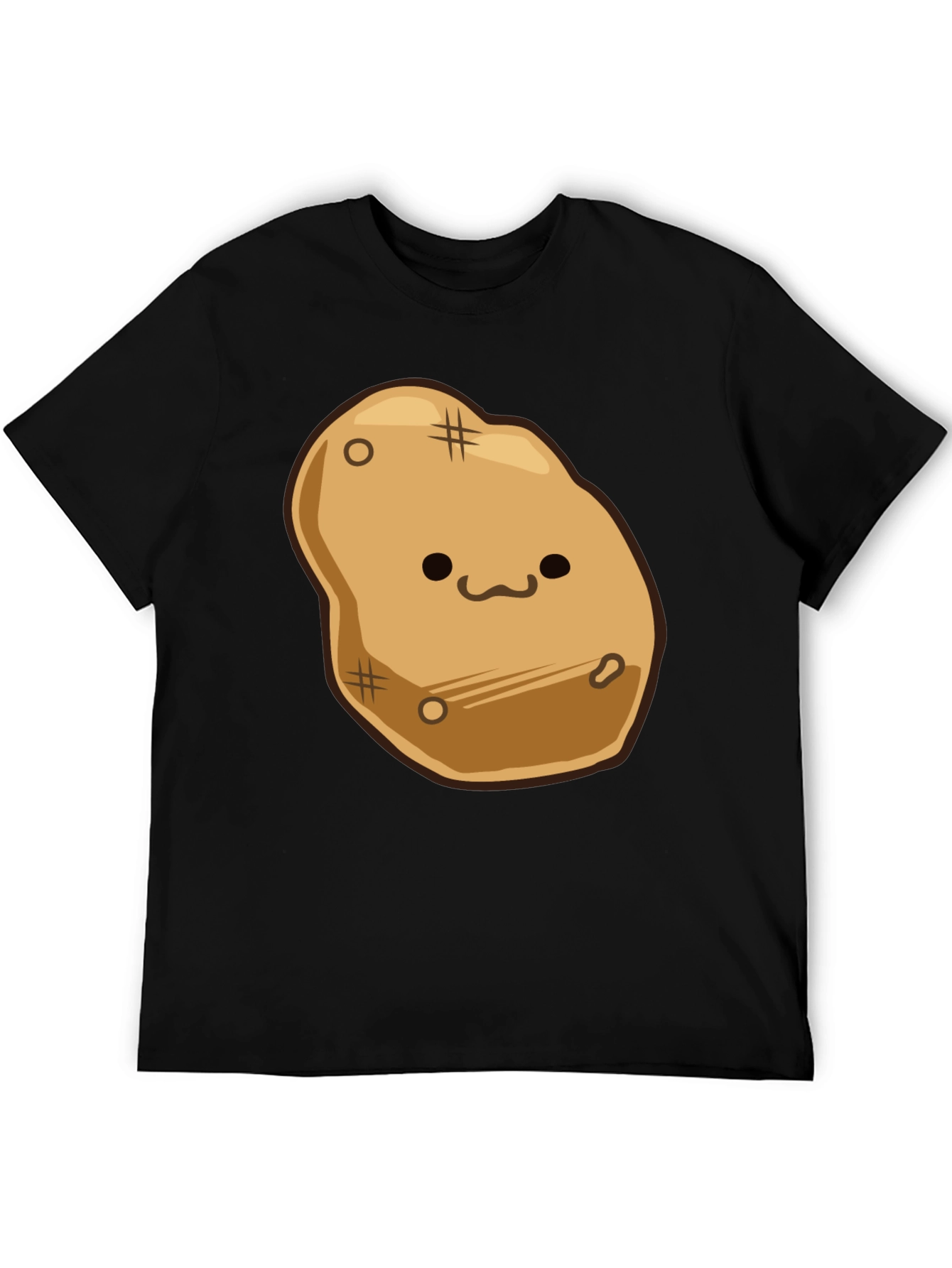 Black Cute Potato Graphic Print Black T-Shirt view 5