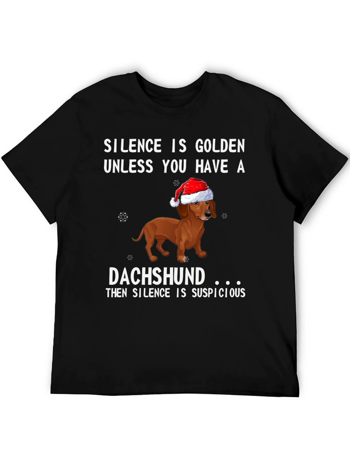 Black Dachshund Christmas T-Shirt - Silence is Suspicious! view 5