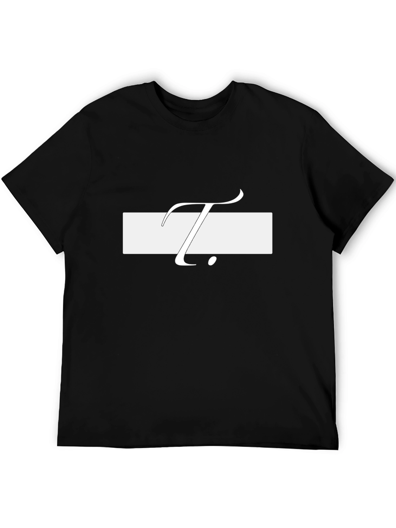 Black Minimalist Black T-Shirt with White T Design view 5