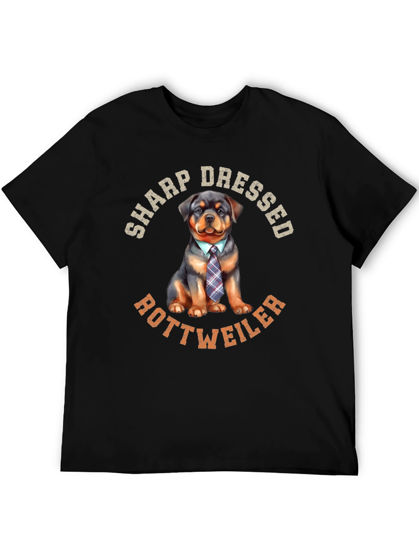 Black Sharp Dressed Rottweiler Dog Graphic Tee view 5
