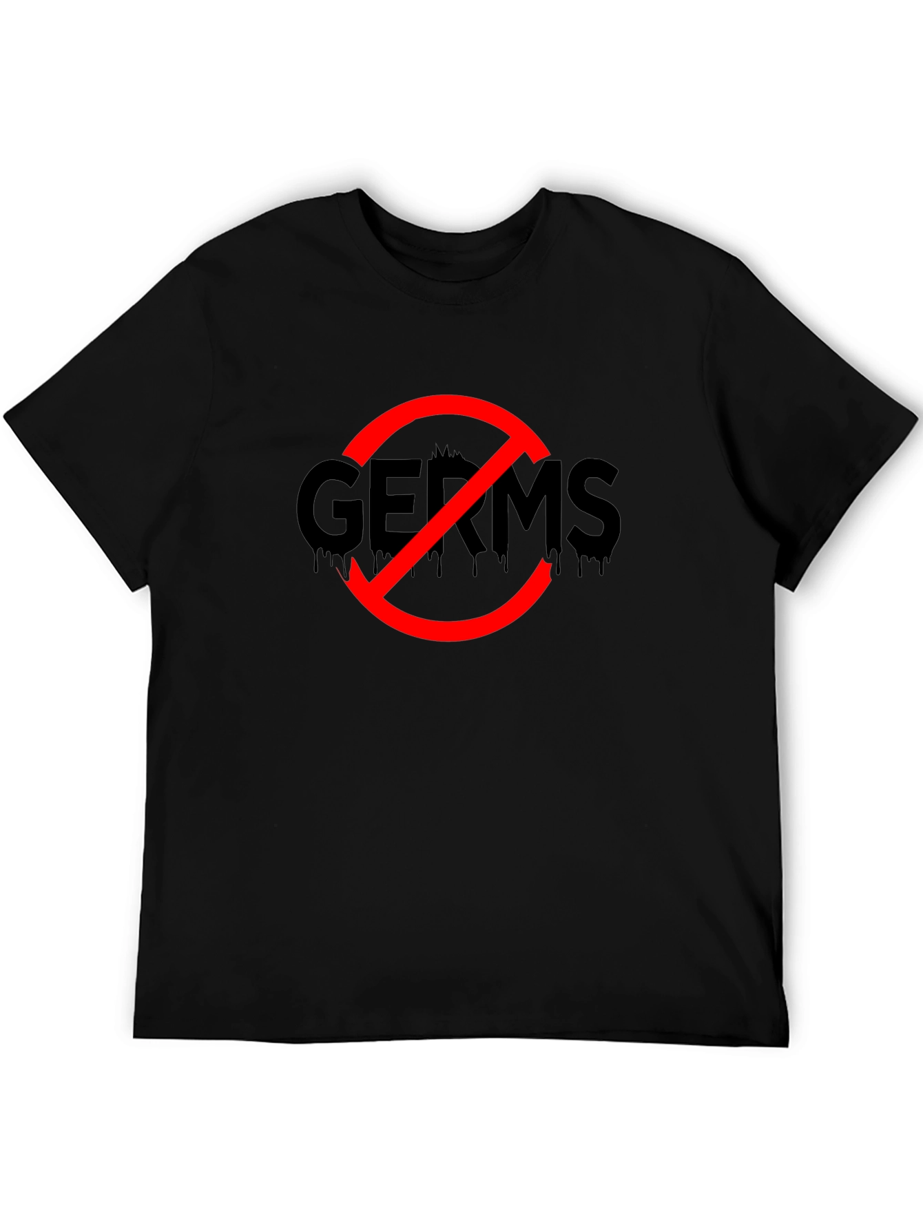 Black No Germs Black T-Shirt Novelty Funny Slogan Top view 5