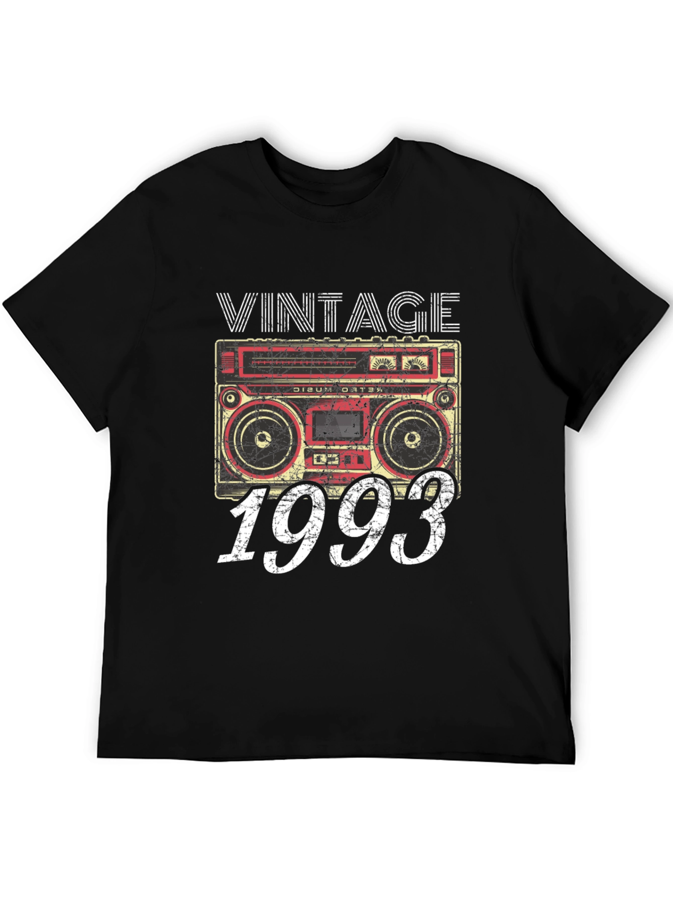 Black Vintage 1993 Boombox Graphic T-Shirt view 5